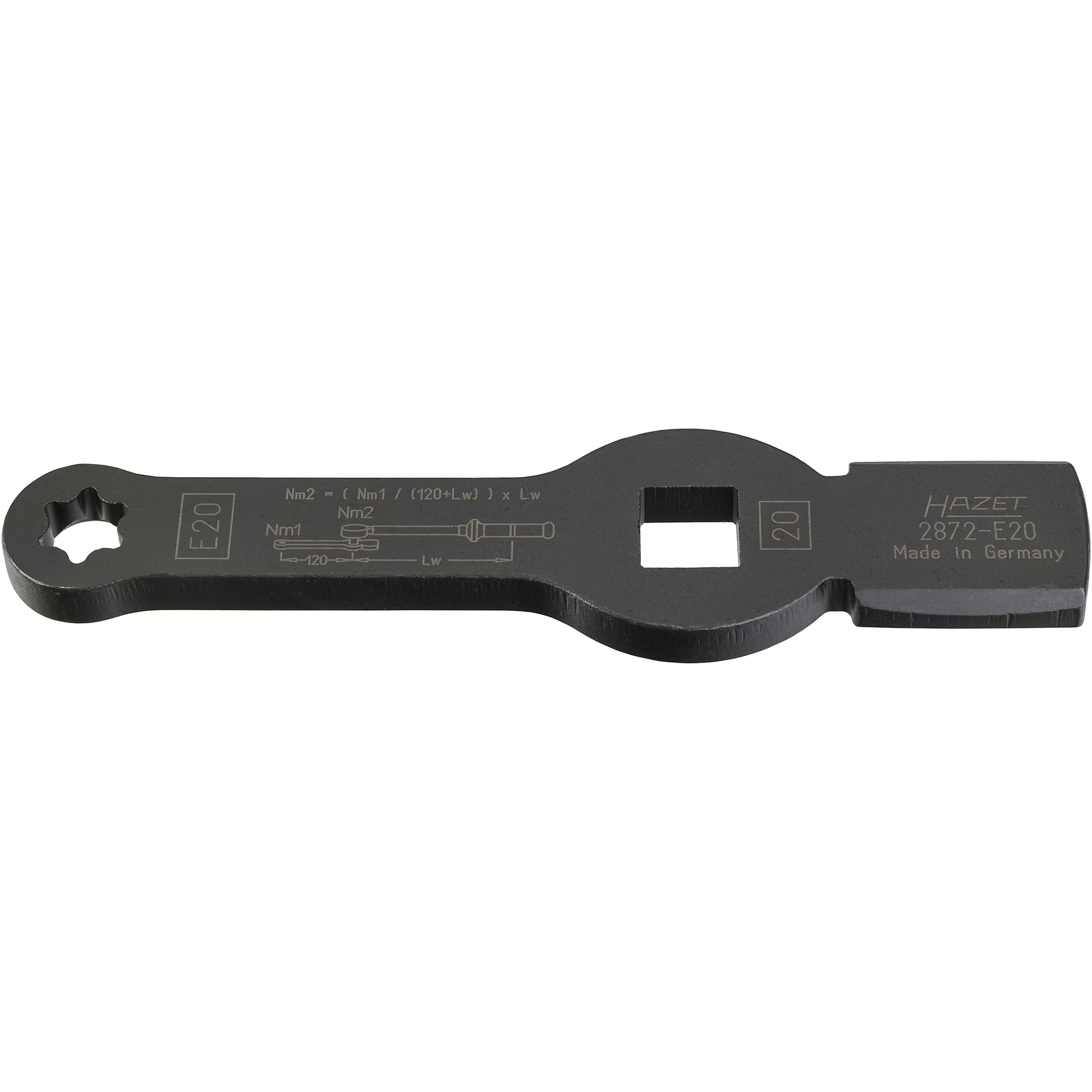 Clé polygonale à frapper profil TORX taille E20 carré creux 3/4 pouce 216 mm usage manuel HAZET - 2872-E20