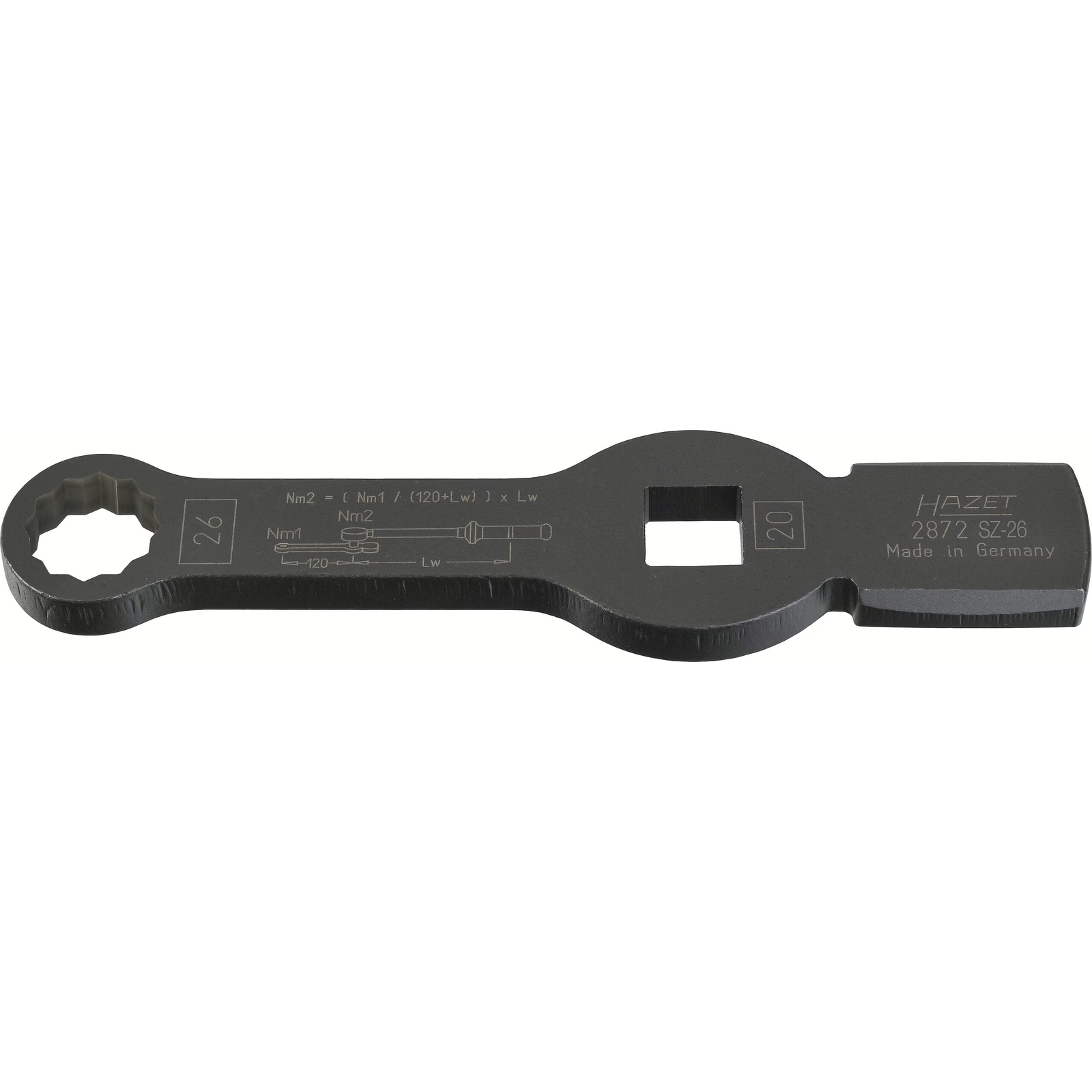 Clé polygonale à frapper 26 mm 12 pans carré creux 3/4 pouce manuelle HAZET - 2872SZ-26
