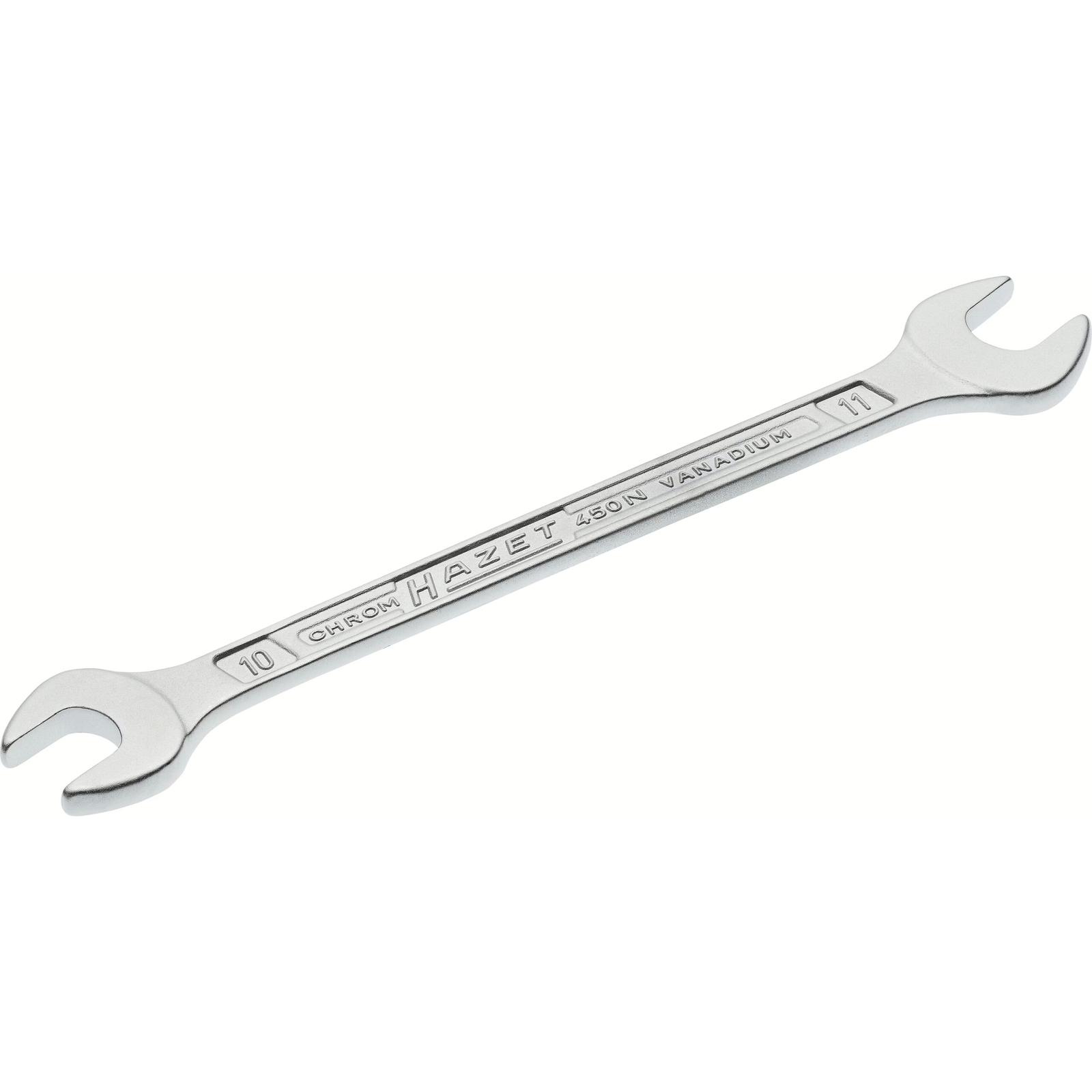Clé à fourche double 10 x 11 mm profil extérieur 6 pans chromée HAZET - 450N-10X11