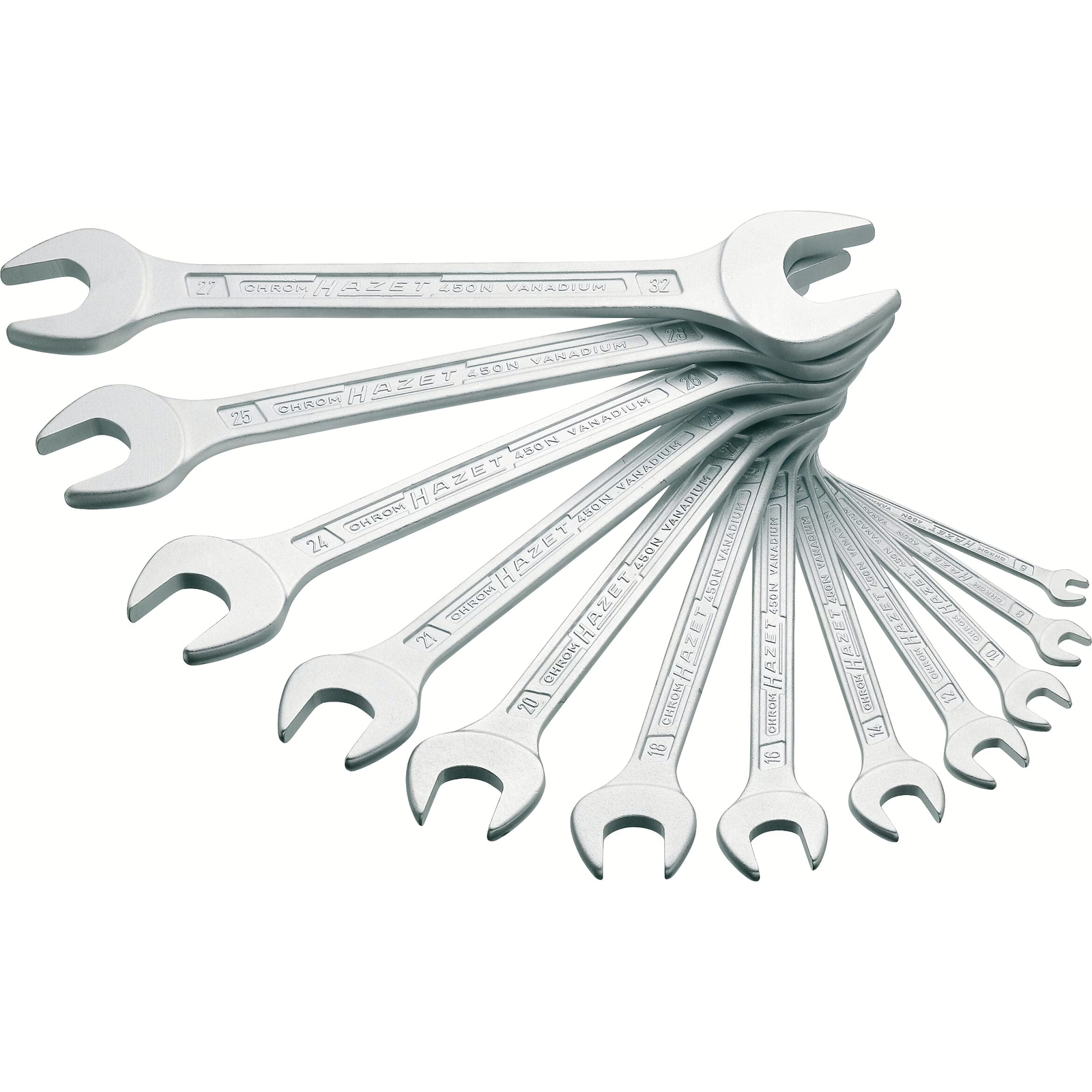 Jeu de clés à fourche double 12 pièces 6 x 7 – 27 x 32 chromé HAZET - 450N/12