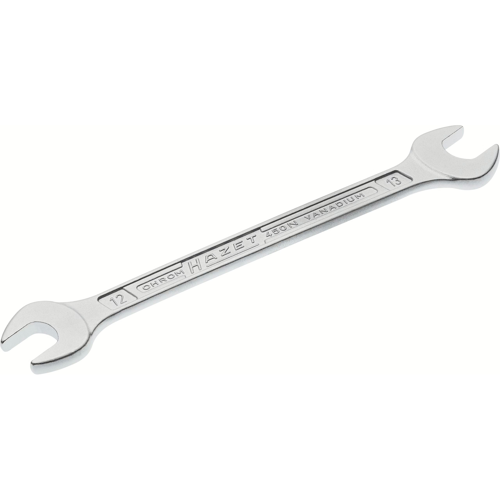 Clé à fourche double 12 x 13 mm profil extérieur 6 pans chromée HAZET - 450N-12X13