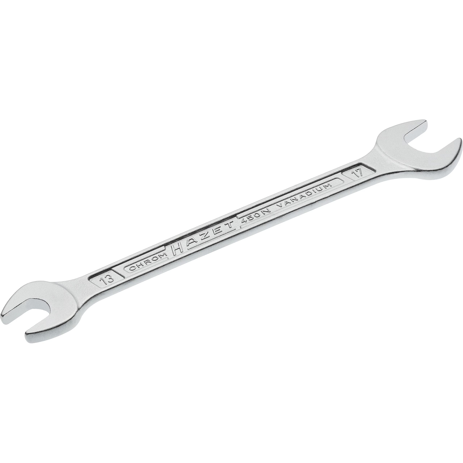 Clé à fourche double profil extérieur 6 pans 13 x 17 mm chromée HAZET - 450N-13X17