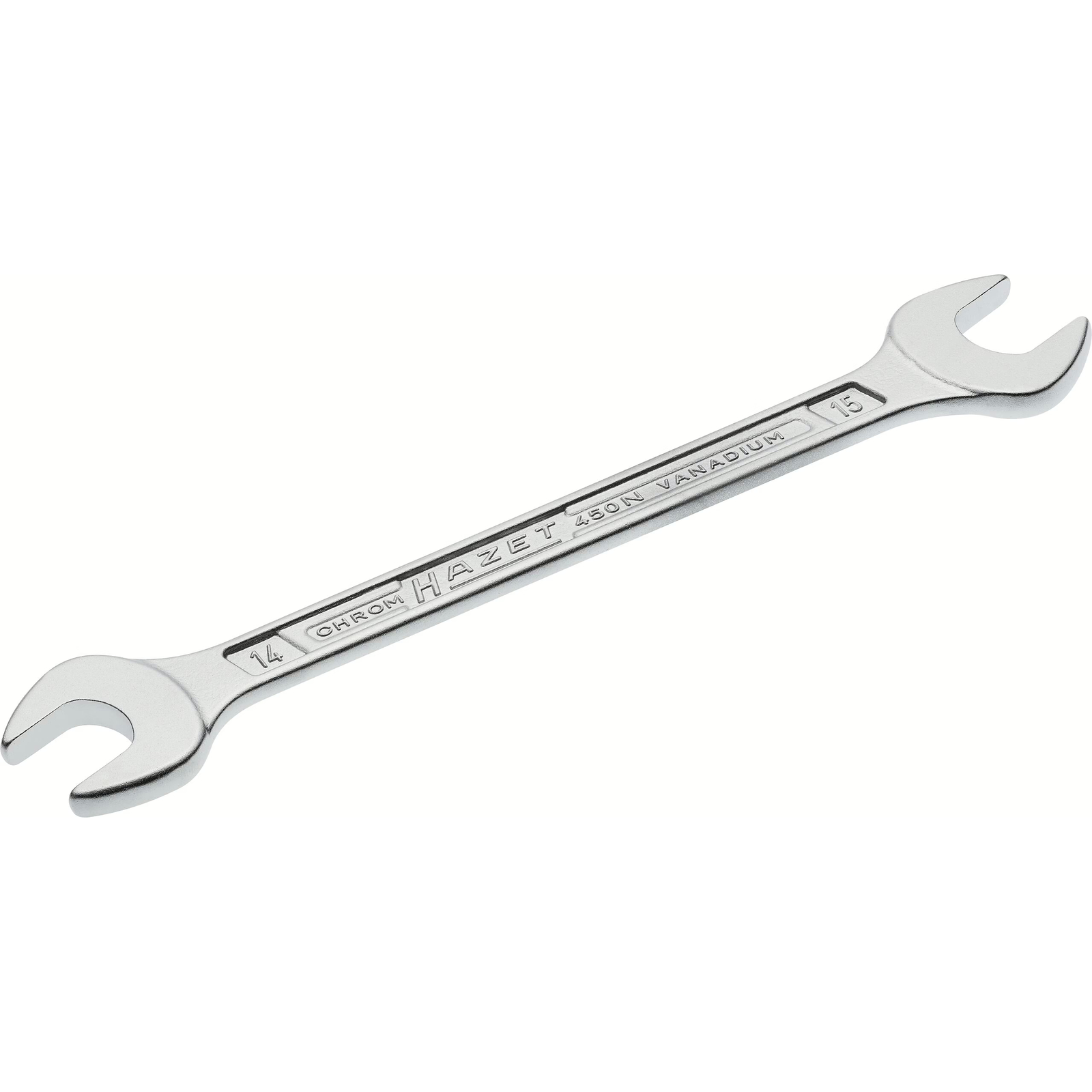 Clé à fourche double 14 x 15 mm profil extérieur 6 pans chromée HAZET - 450N-14X15