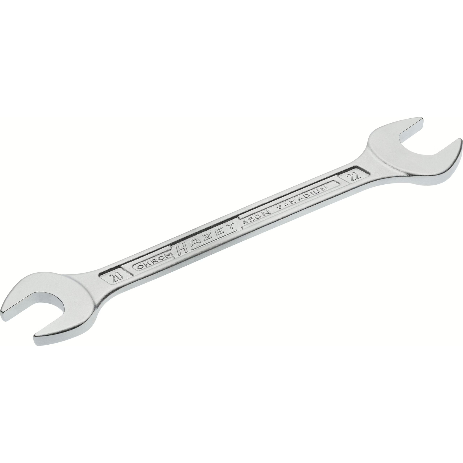 Clé à fourche double 20 x 22 mm profil 6 pans chromée HAZET - 450N-20X22