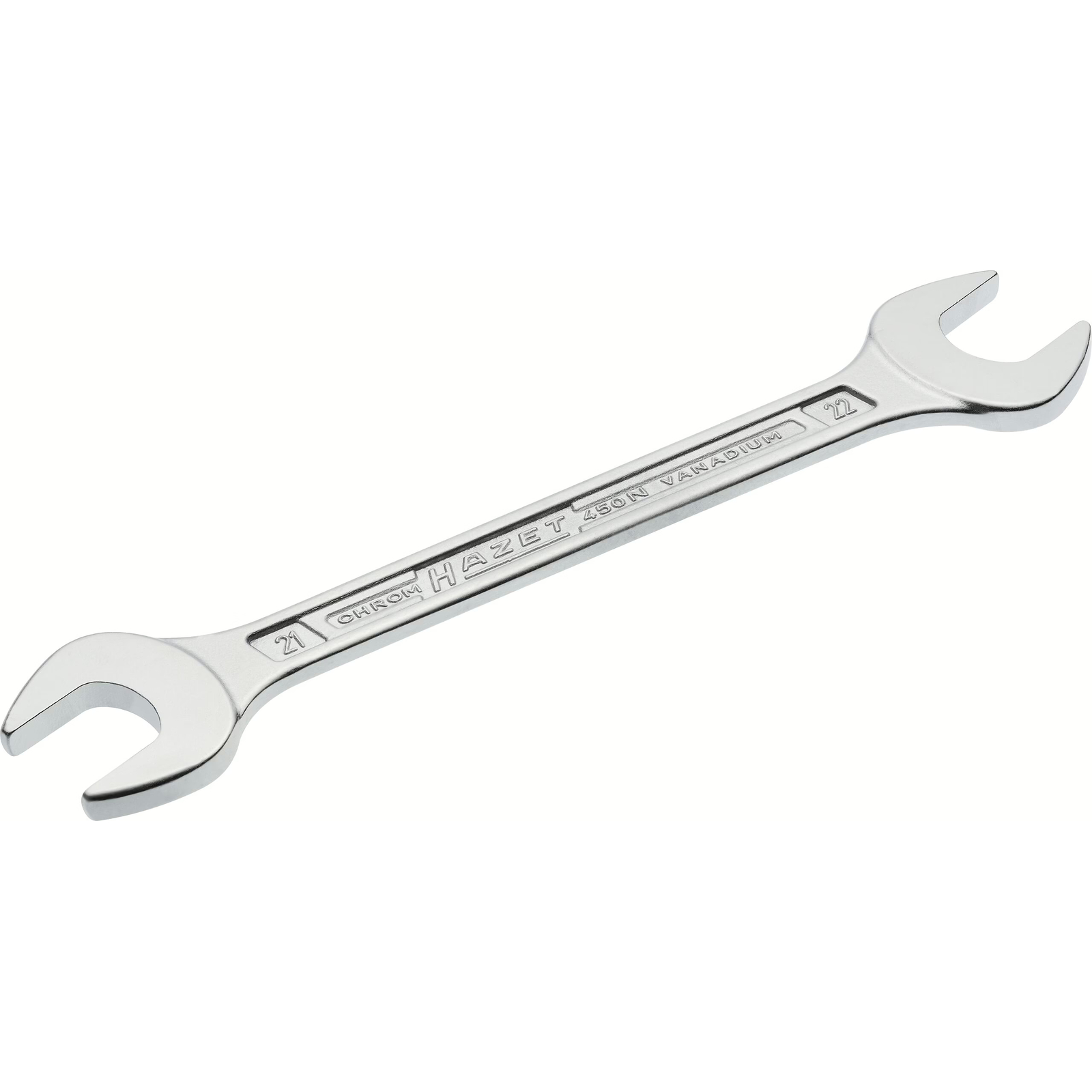 Clé à fourche double profil 6 pans 21 x 22 mm chromée HAZET - 450N-21X22