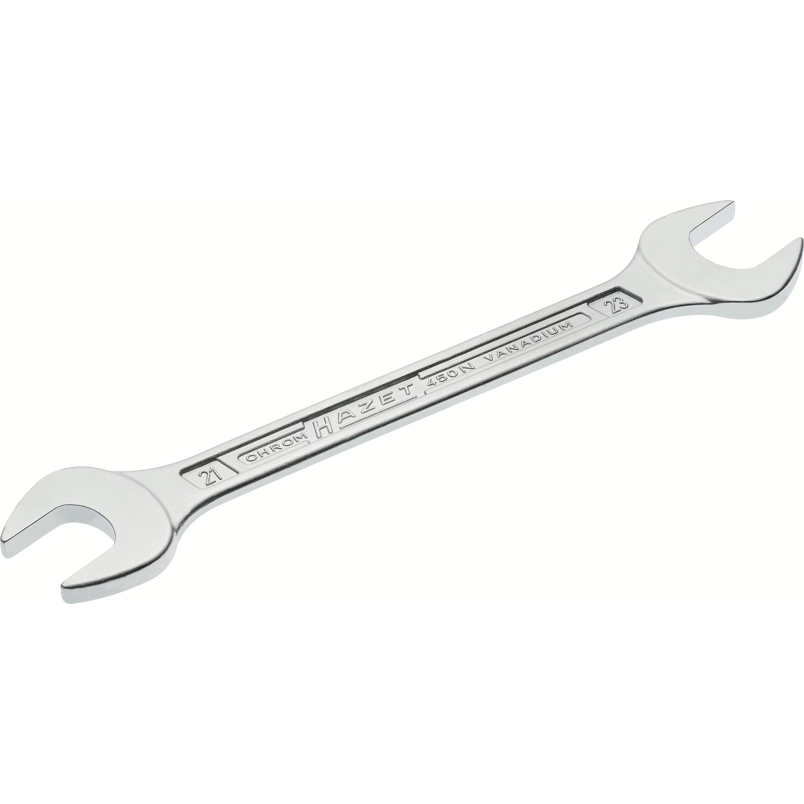 Clé à fourche double 21 x 23 mm profil extérieur 6 pans chromée HAZET - 450N-21X23