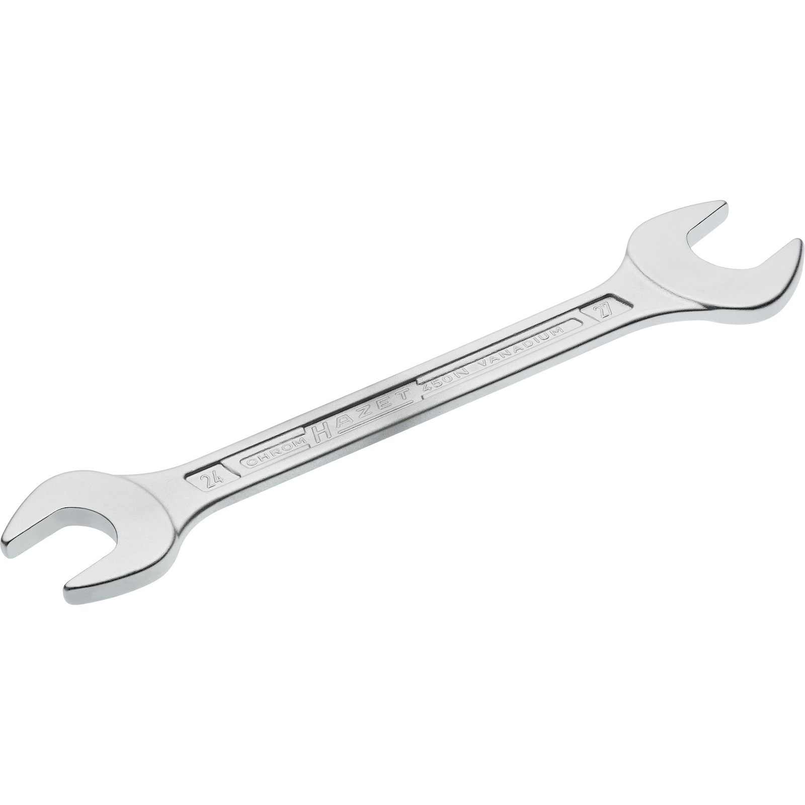 Clé à fourche double 24 x 27 mm profil extérieur 6 pans chromée HAZET - 450N-24X27