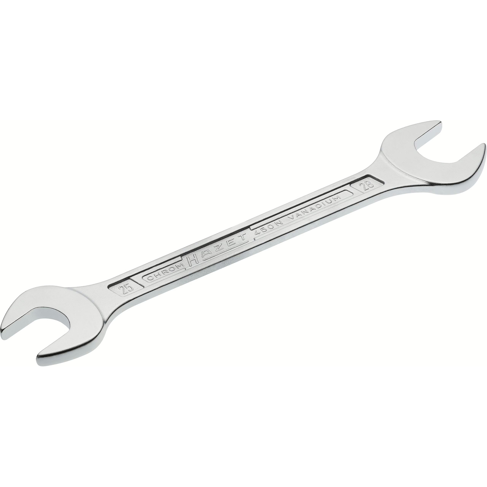 Clé à fourche double profil 6 pans 25 x 28 mm chromée HAZET - 450N-25X28