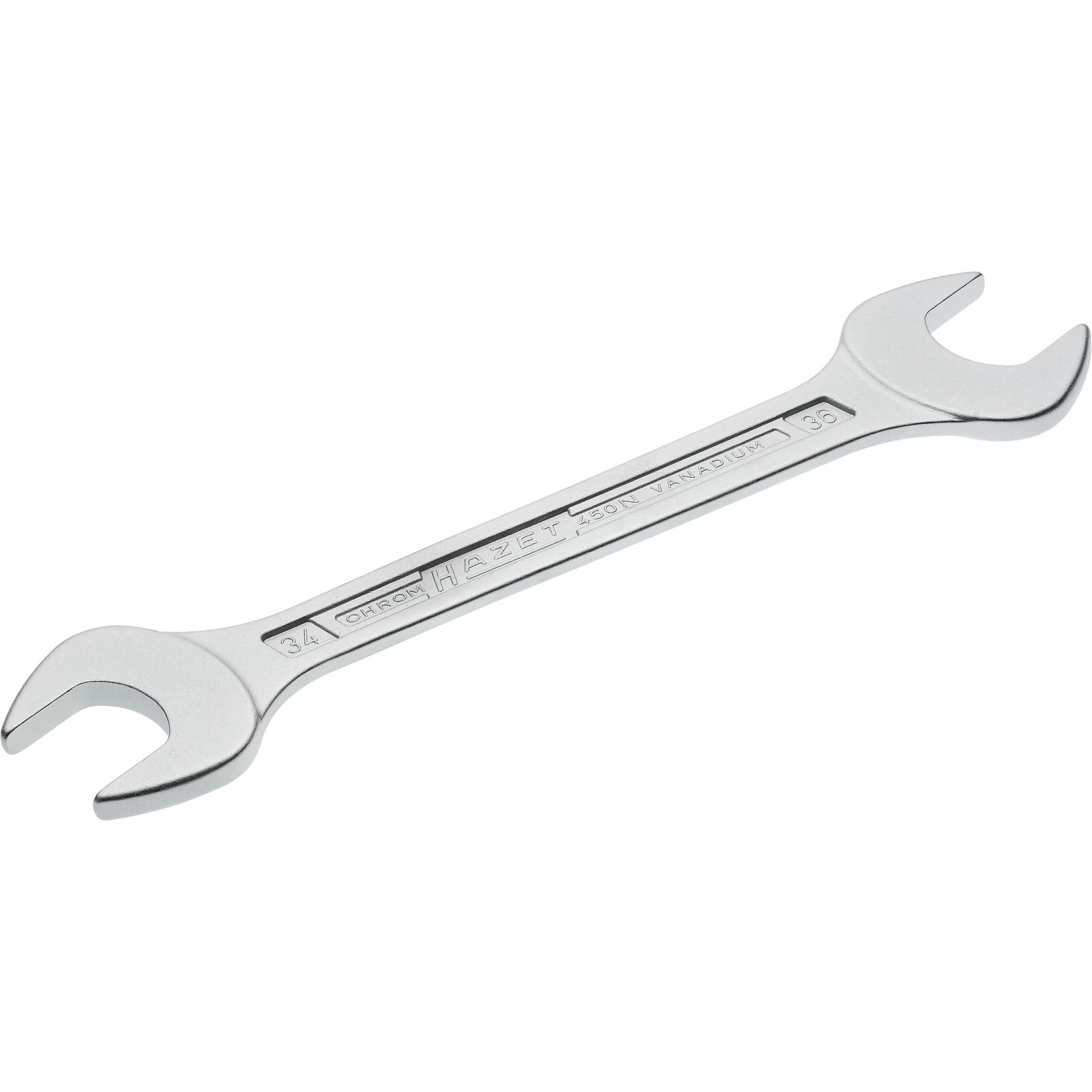 Clé à fourche double 34 x 36 mm profil 6 pans chromée HAZET - 450N-34X36