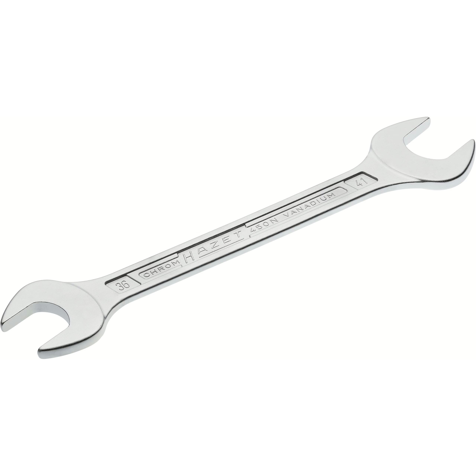 Clé à fourche double profil extérieur 6 pans 36 x 41 mm chromée HAZET - 450N-36X41