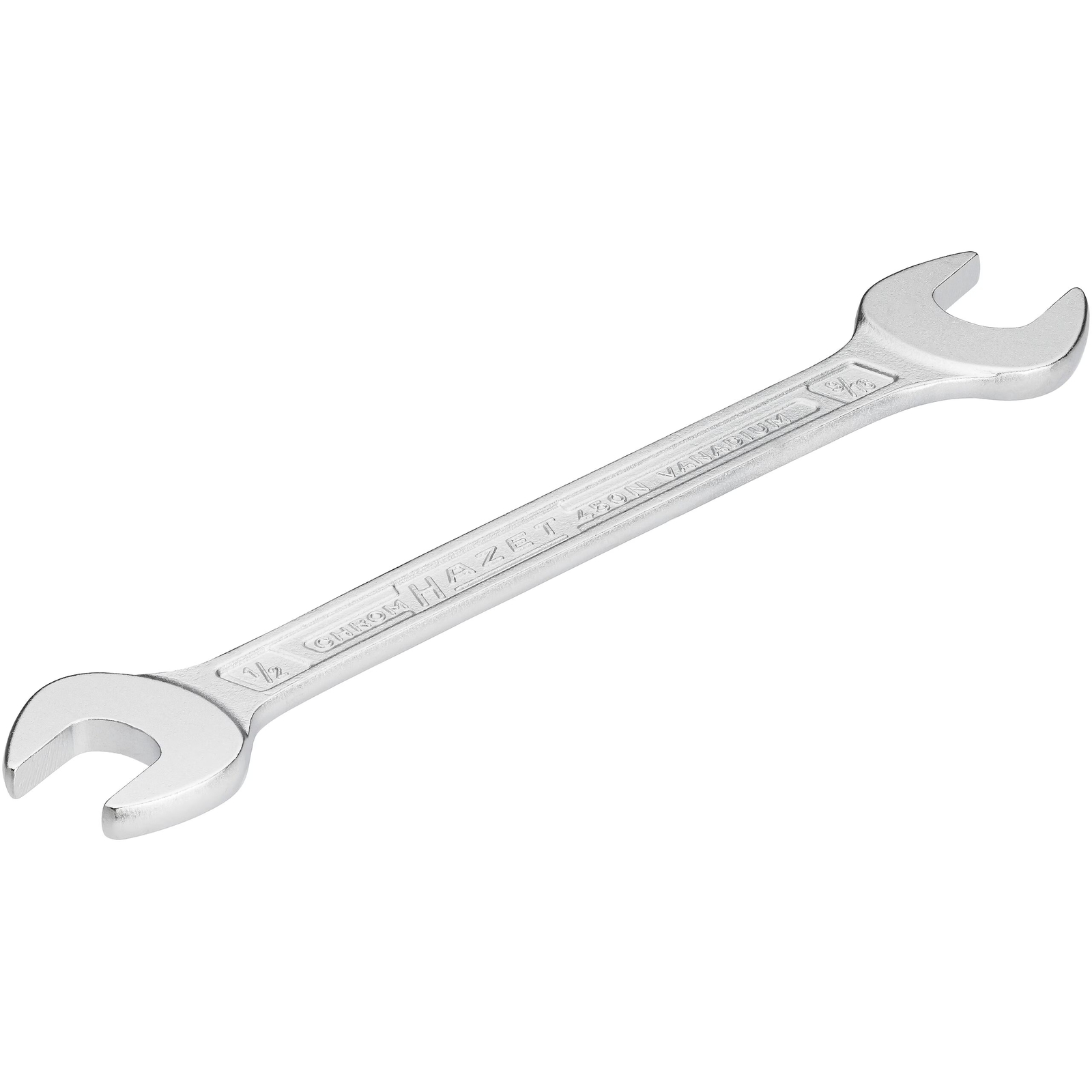 Clé à fourche double profil extérieur 6 pans 1/2 x 9/16″ chromée HAZET - 450NA-1/2X9/16VKH