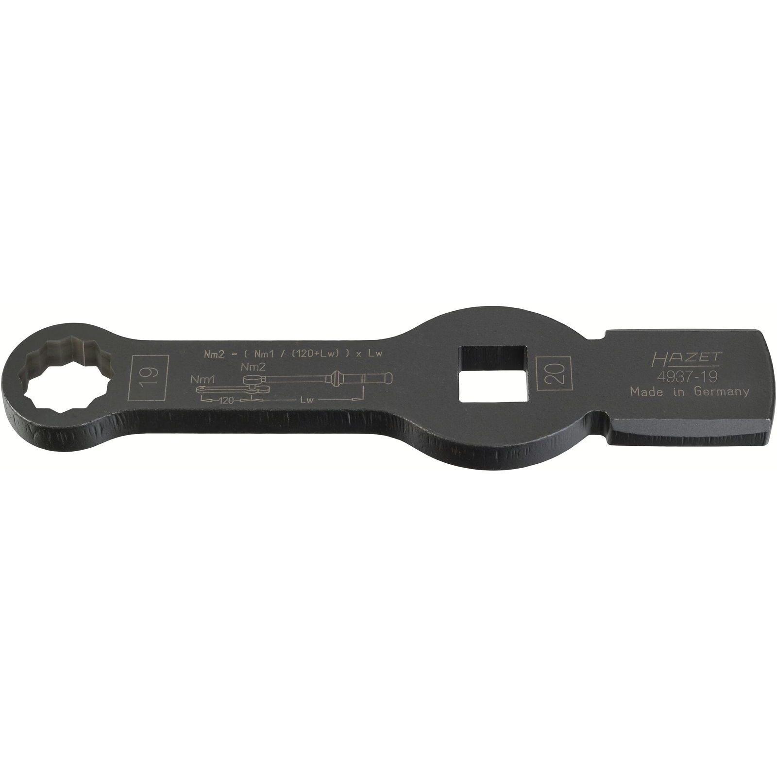 Clé polygonale à frapper 19 mm 12 pans 2 surfaces de frappe pour arbre à cardan HAZET - 4937-19