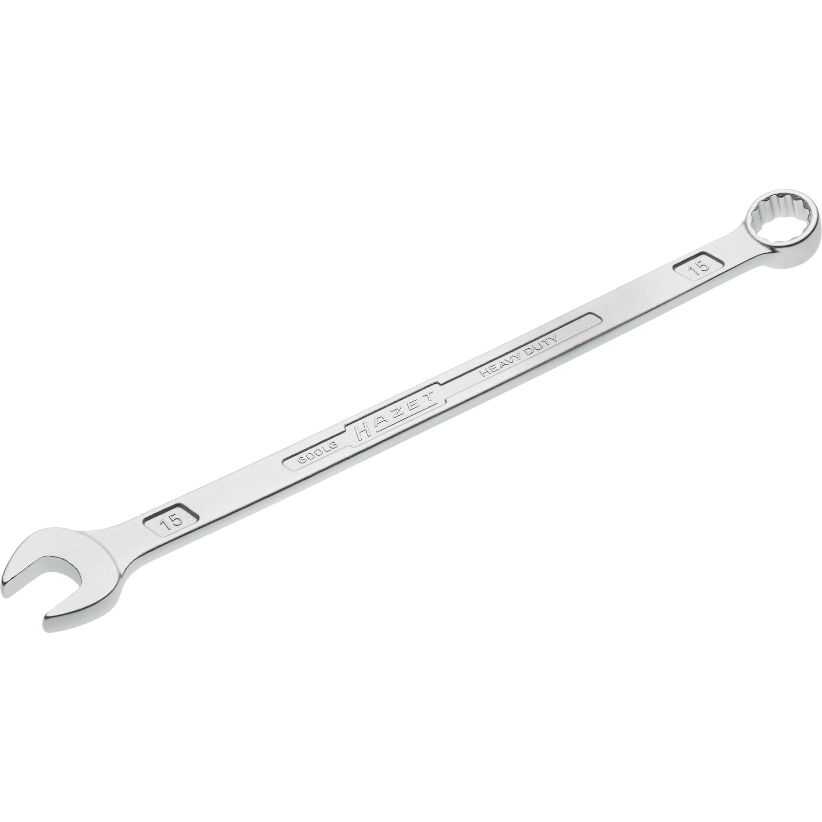 Clé mixte extra-longue fine 15 mm profil Traction 12 pans chromée HAZET - 600LG-15