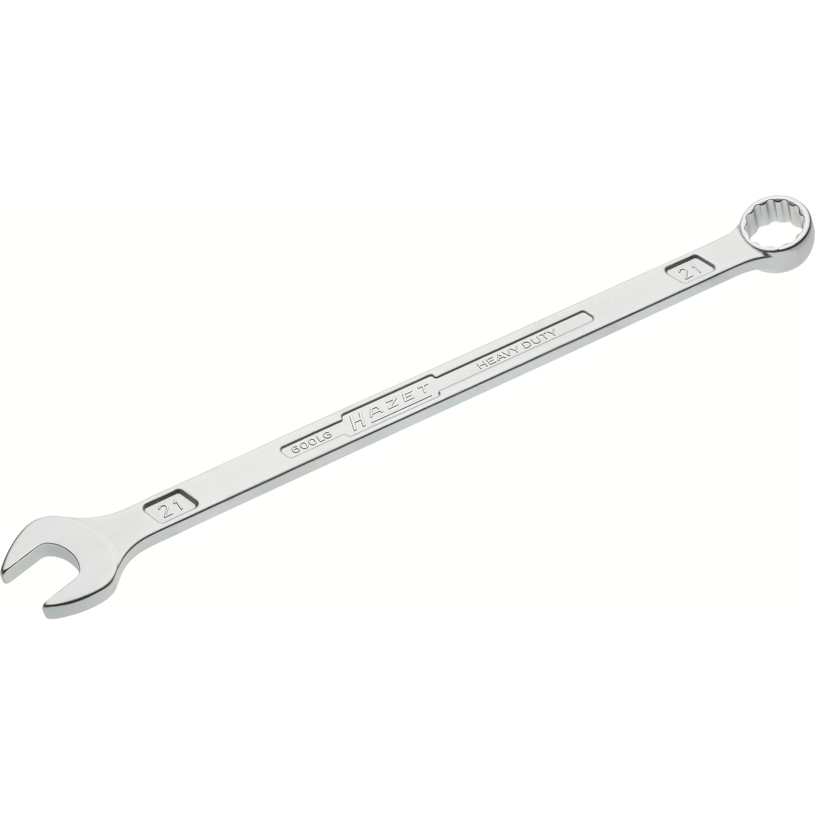 Clé mixte extra-longue fine 21 mm profil Traction 12 pans chromée HAZET - 600LG-21