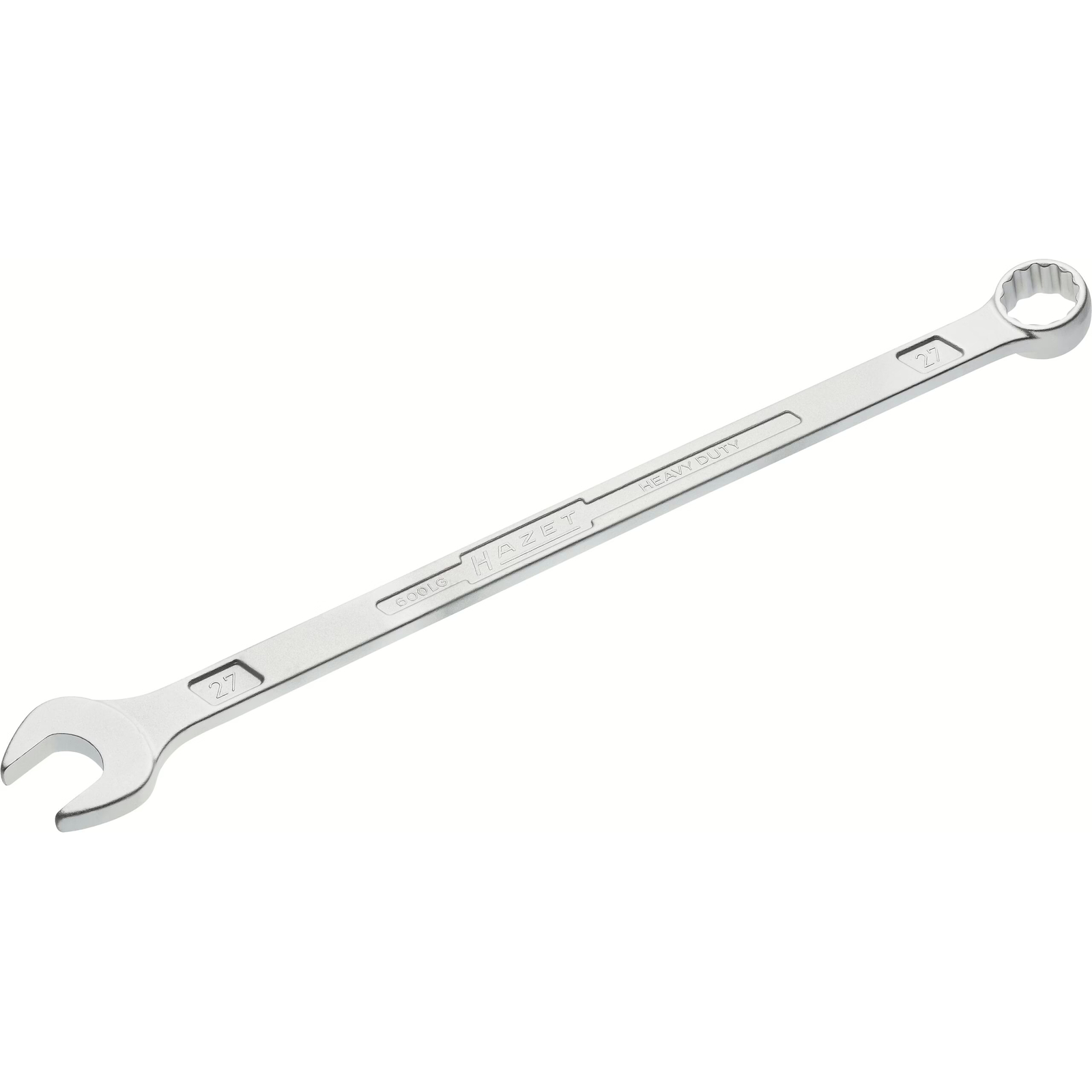 Clé mixte extra-longue fine 27 mm profil 12 pans chromée HAZET - 600LG-27