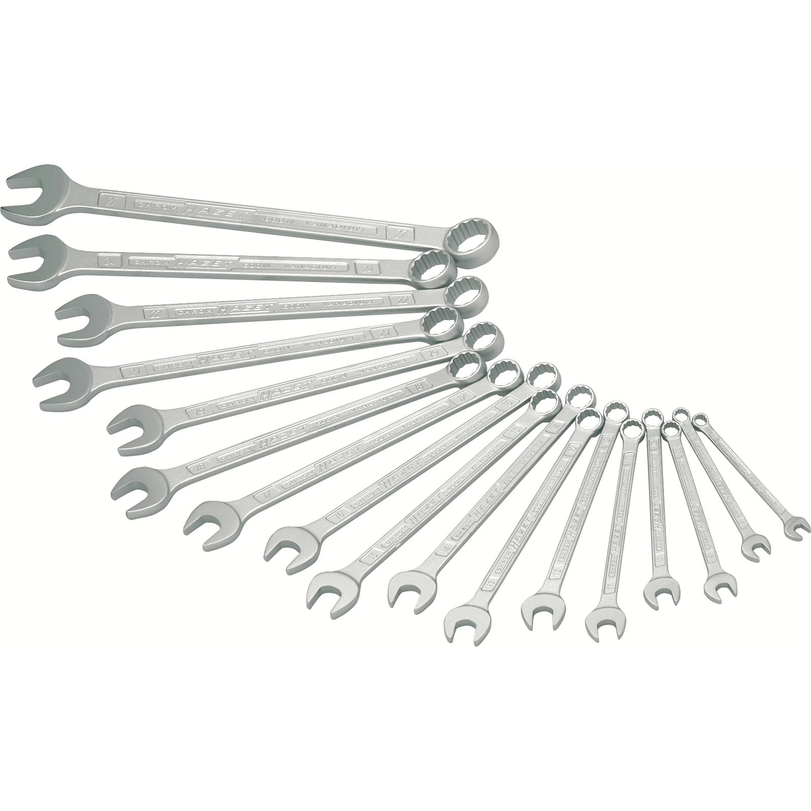 Jeu de clés mixtes Profil Traction extérieur 12 pans 17 pièces 7–27 mm exécution longue HAZET - 600N/17N