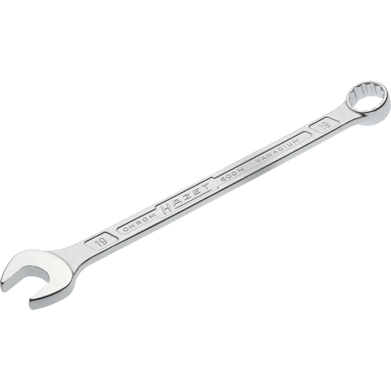 Clé mixte 19 mm profil traction extérieur 12 pans exécution longue chromée HAZET - 600N-19