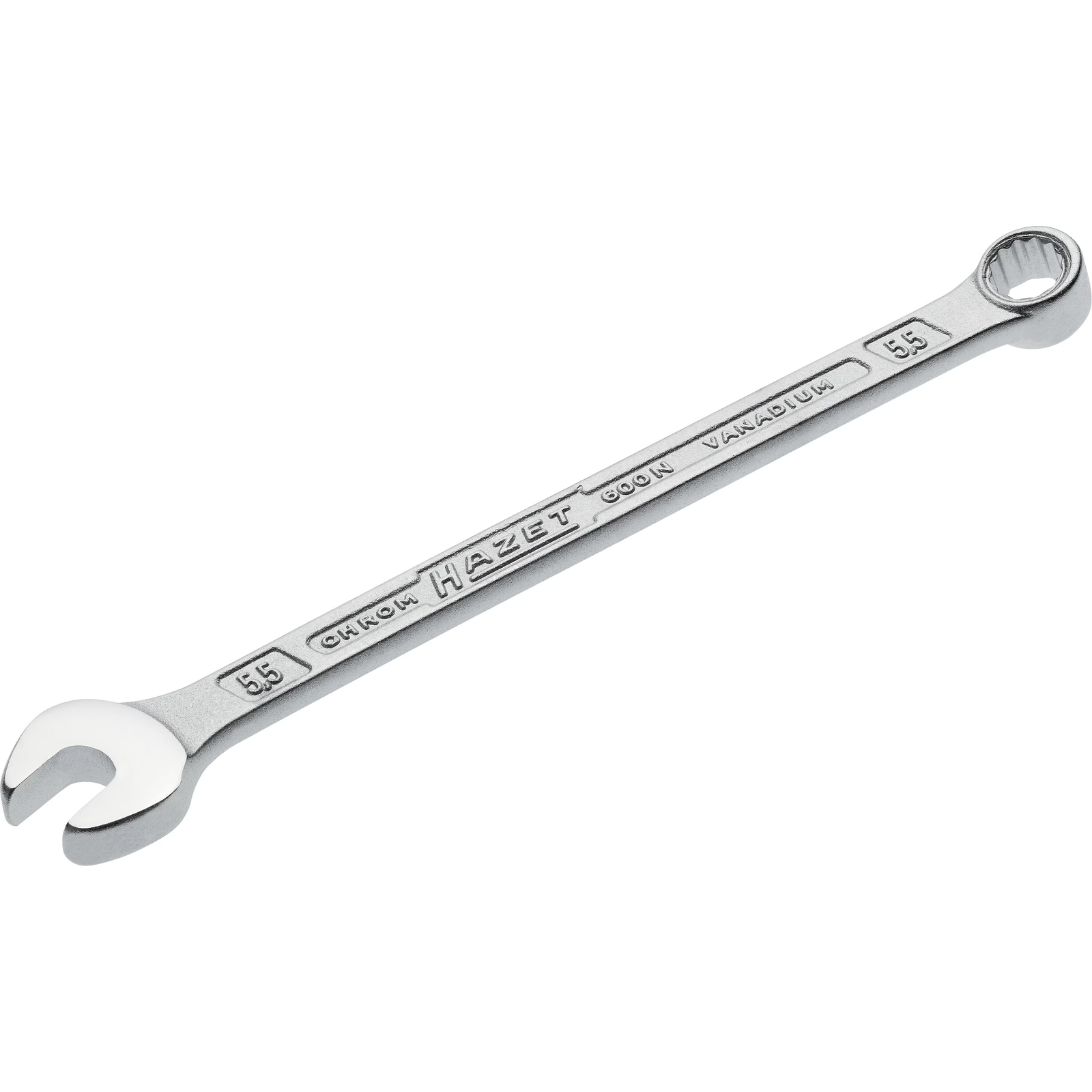 Clé mixte profil traction extérieur 12 pans 5,5 mm exécution longue chromée HAZET - 600N-5.5