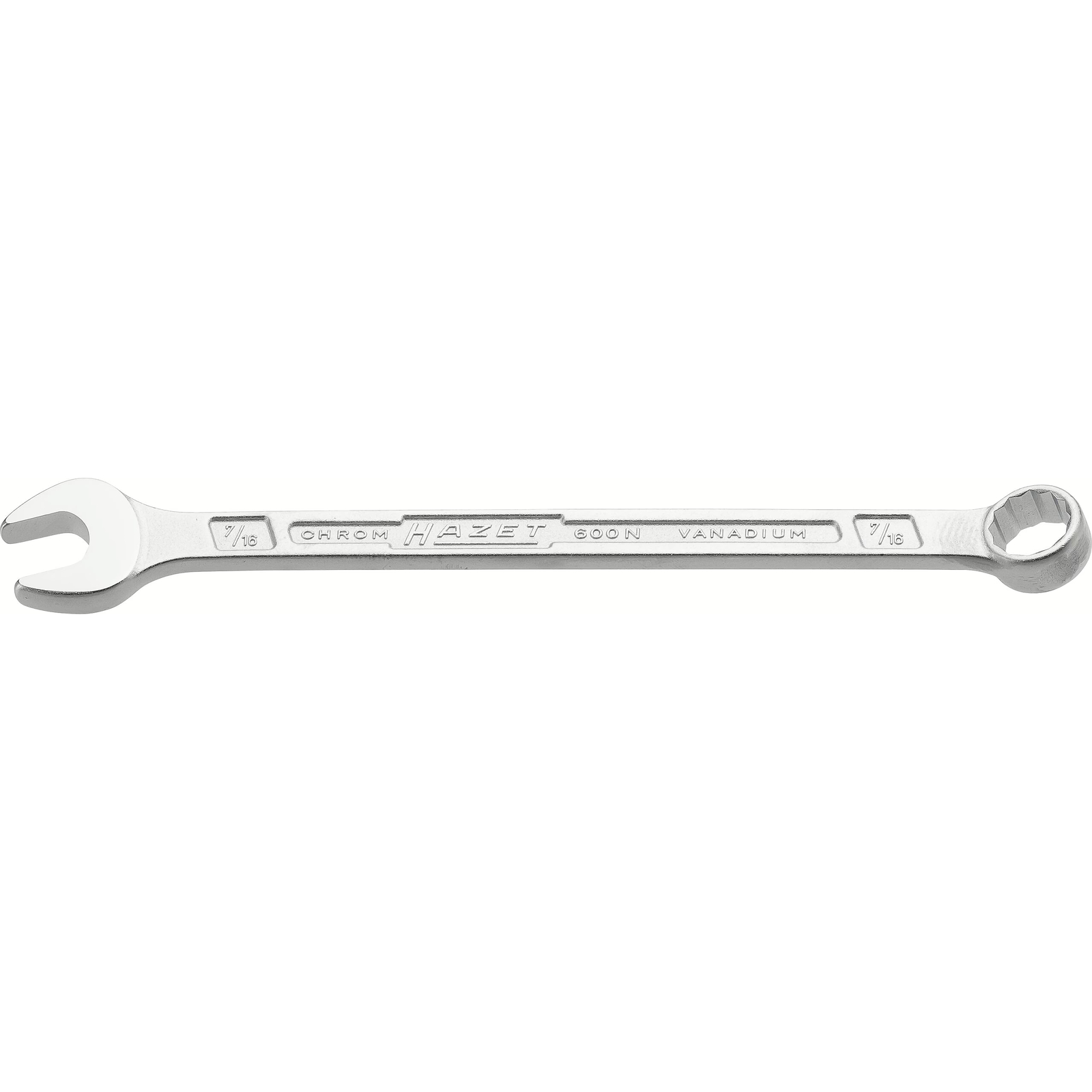 Clé mixte 7/16″ profil extérieur 12 pans longue chromée HAZET - 600NA-7/16