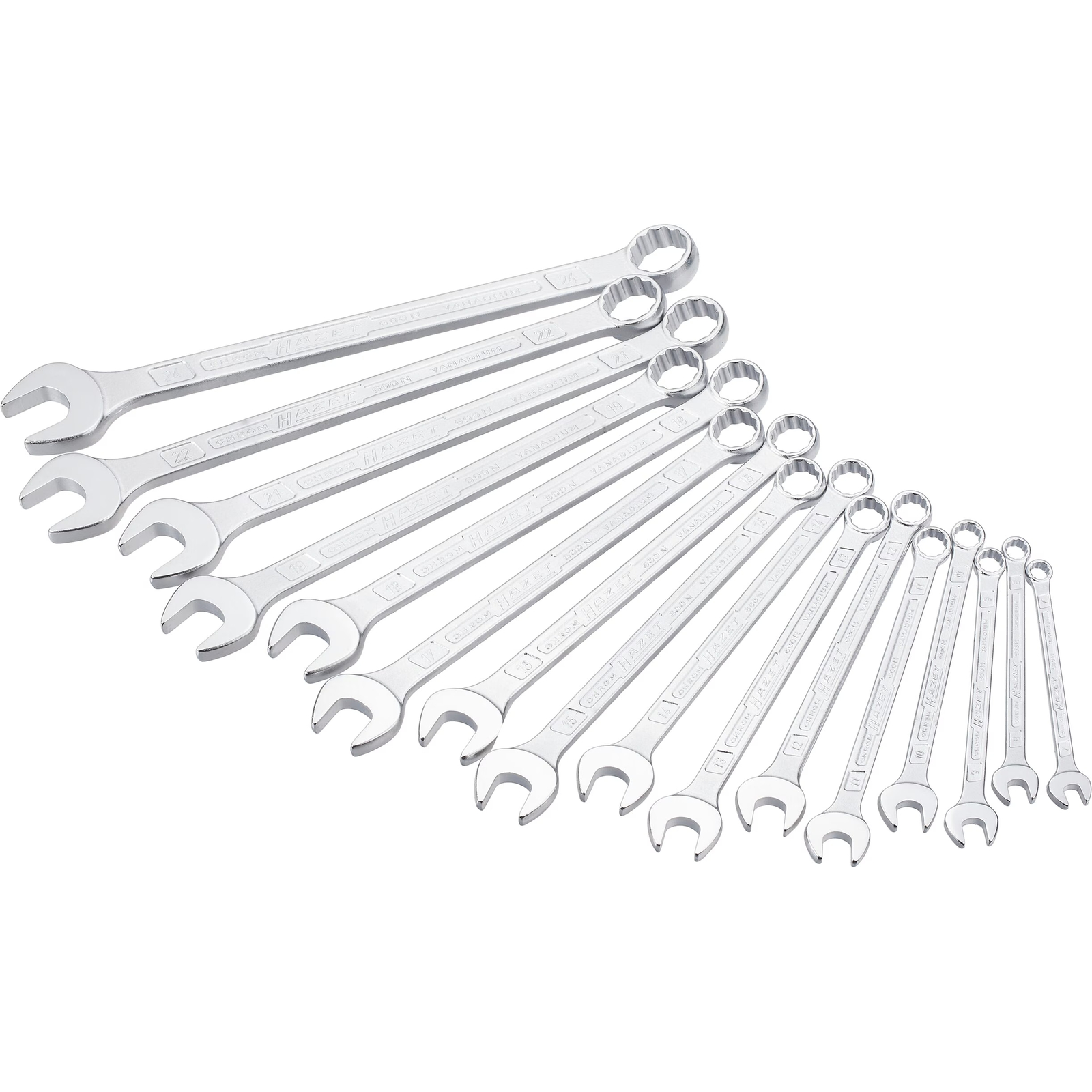 Jeu de clés mixtes 16 pièces 7–24 mm profil traction 12 pans HAZET - 600SPC/16