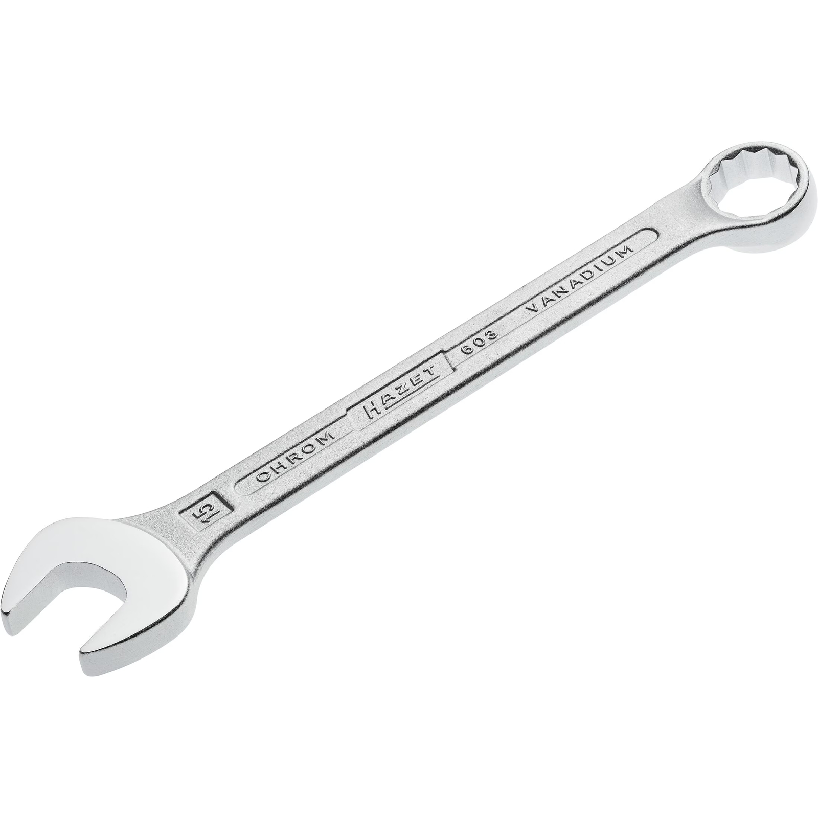 Clé mixte 15 mm profil traction extérieur 12 pans chromée HAZET - 603-15