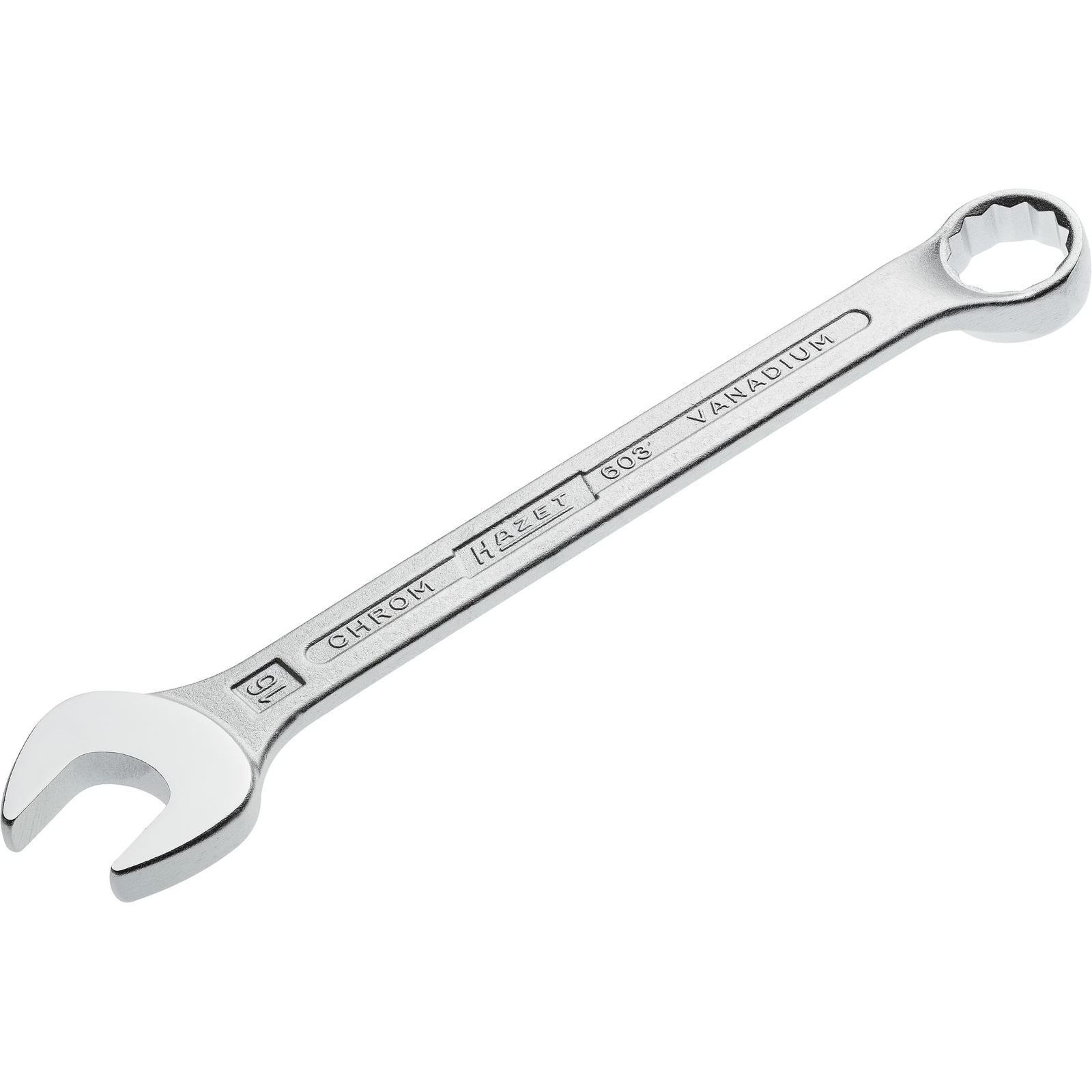 Clé mixte 16 mm Profil Traction extérieur 12 pans chromée HAZET - 603-16