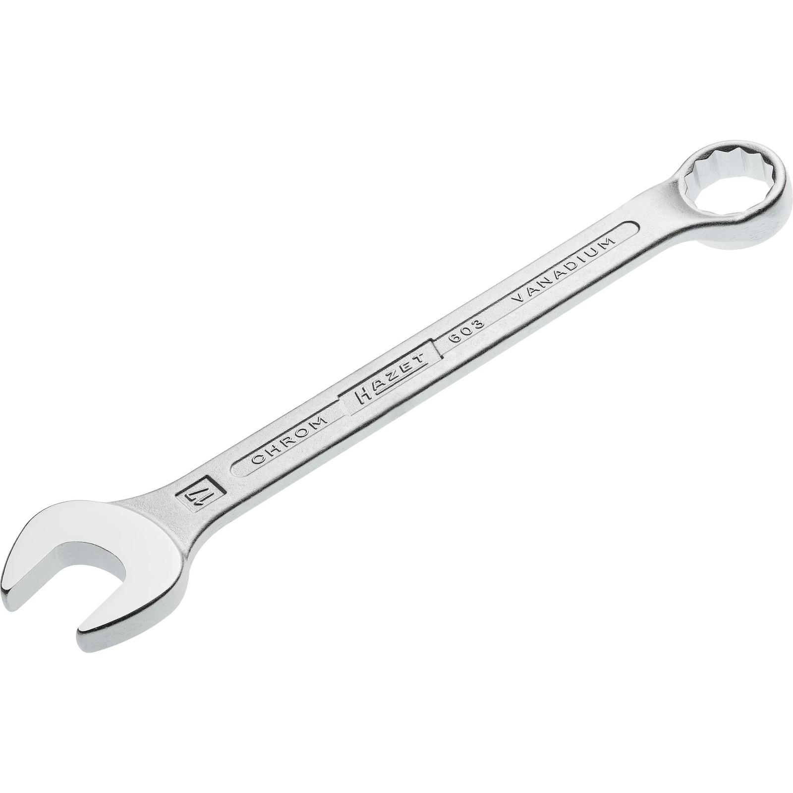 Clé mixte profil traction extérieur 12 pans 17 mm chromée HAZET - 603-17