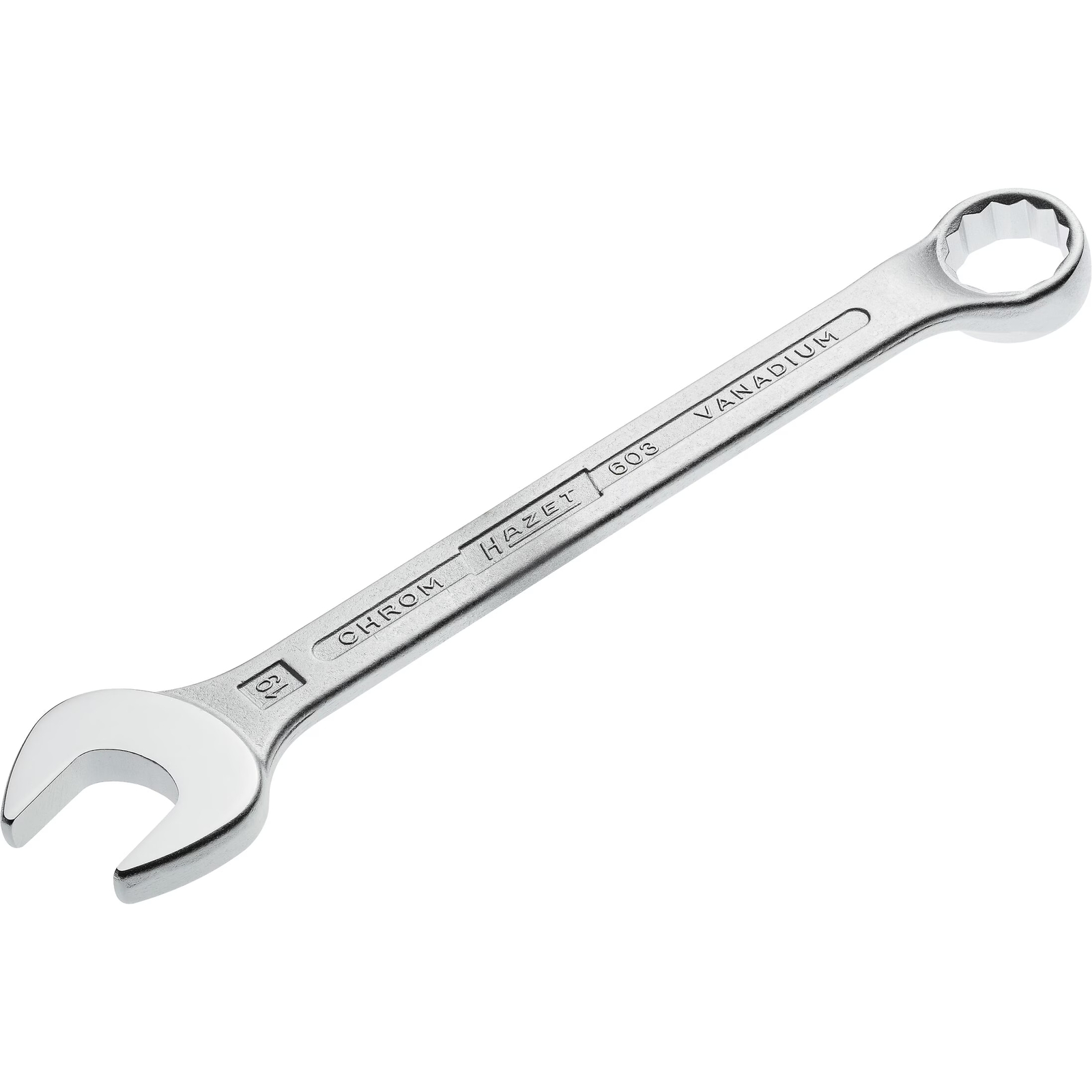 Clé mixte 19 mm profil traction 12 pans chromée HAZET - 603-19