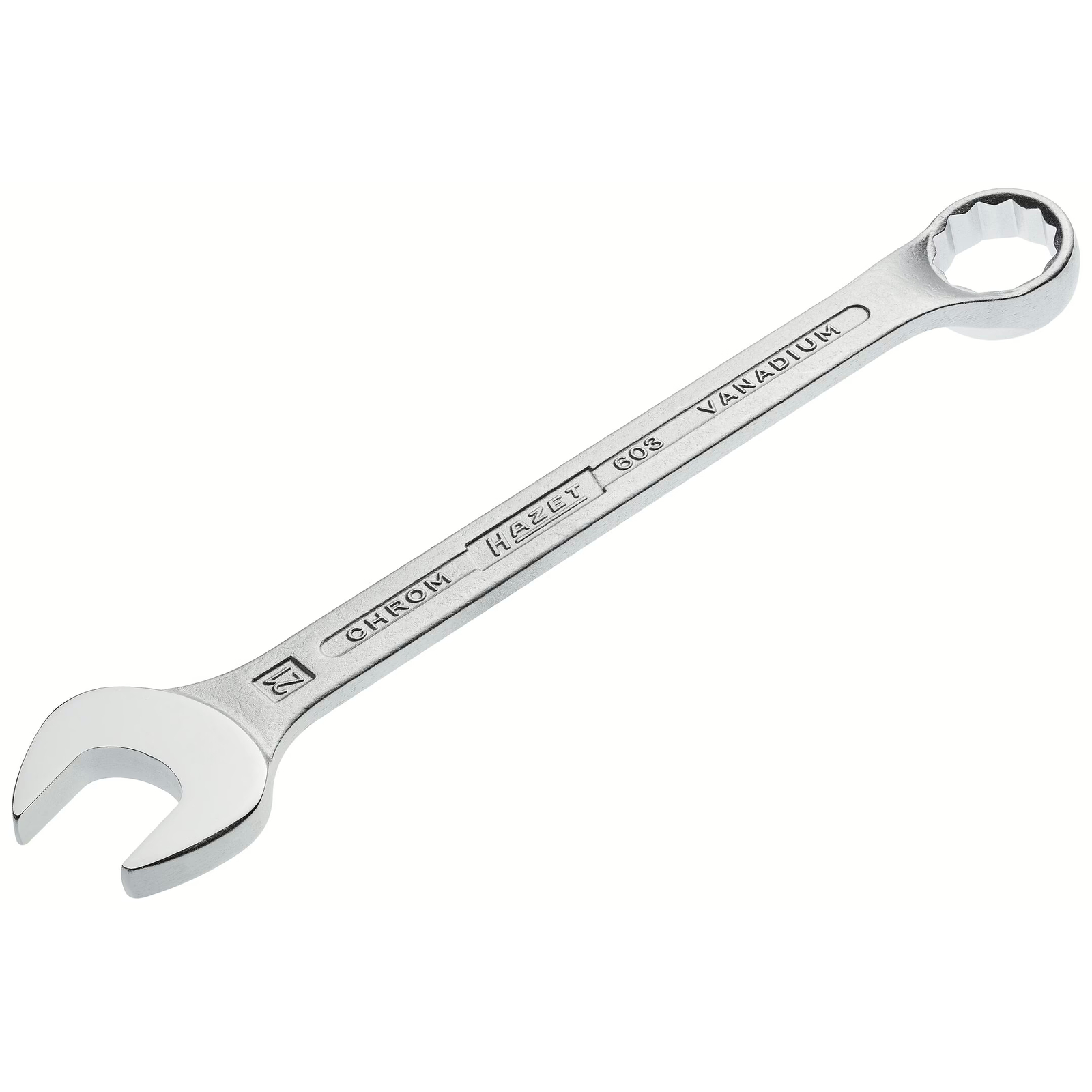 Clé mixte 21 mm profil traction extérieur 12 pans chromée HAZET - 603-21