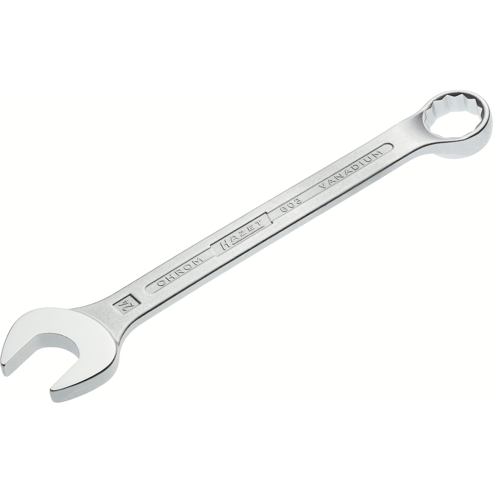 Clé mixte 24 mm profil traction extérieur 12 pans chromée HAZET - 603-24