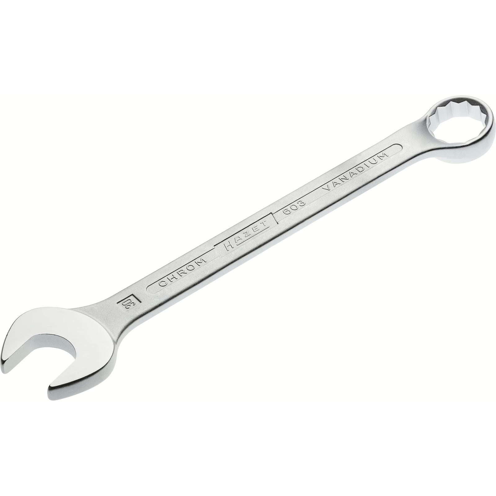 Clé mixte 30 mm profil traction extérieur 12 pans chromée HAZET - 603-30