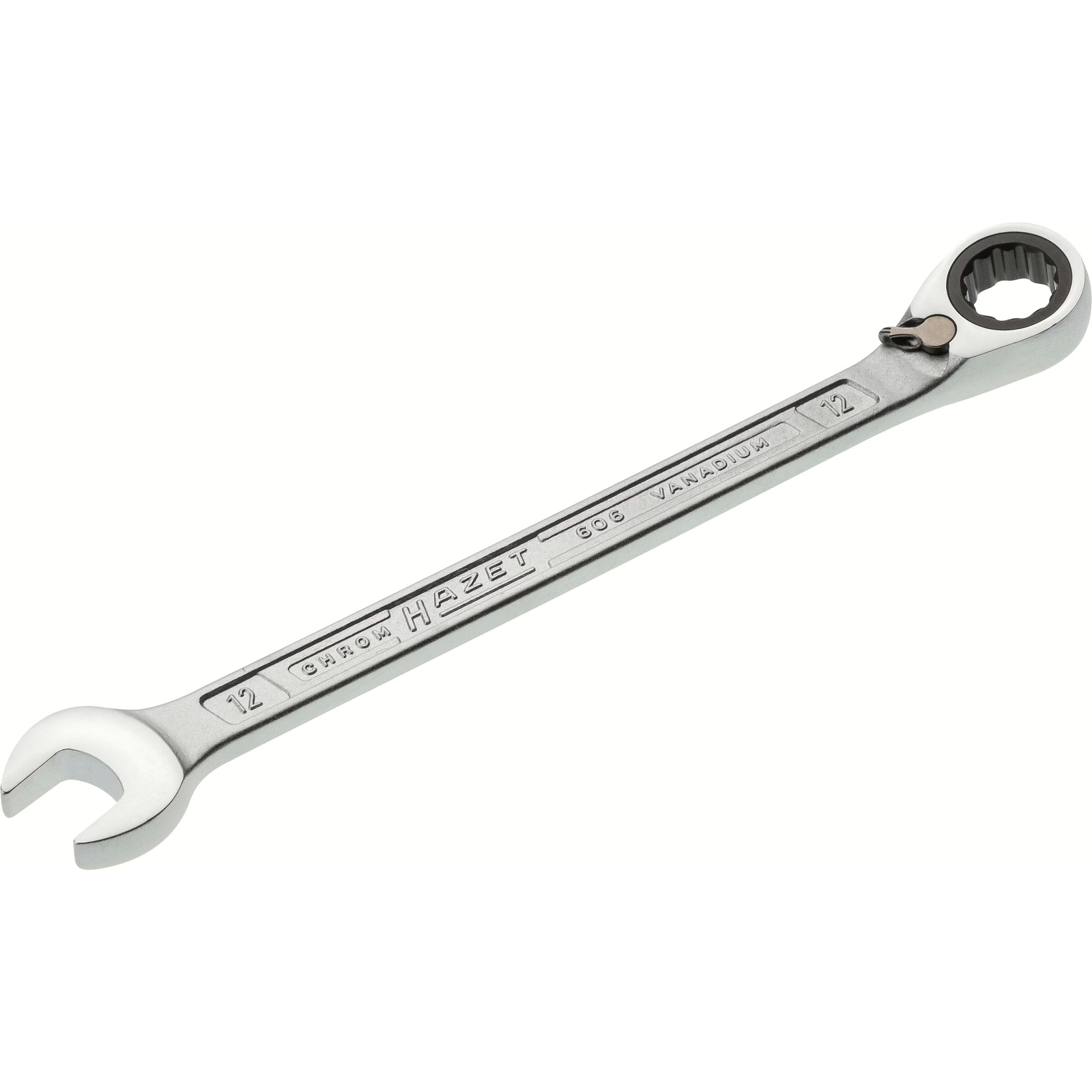 Clé mixte à cliquet 12 mm profil traction extérieur chromée HAZET - 606-12