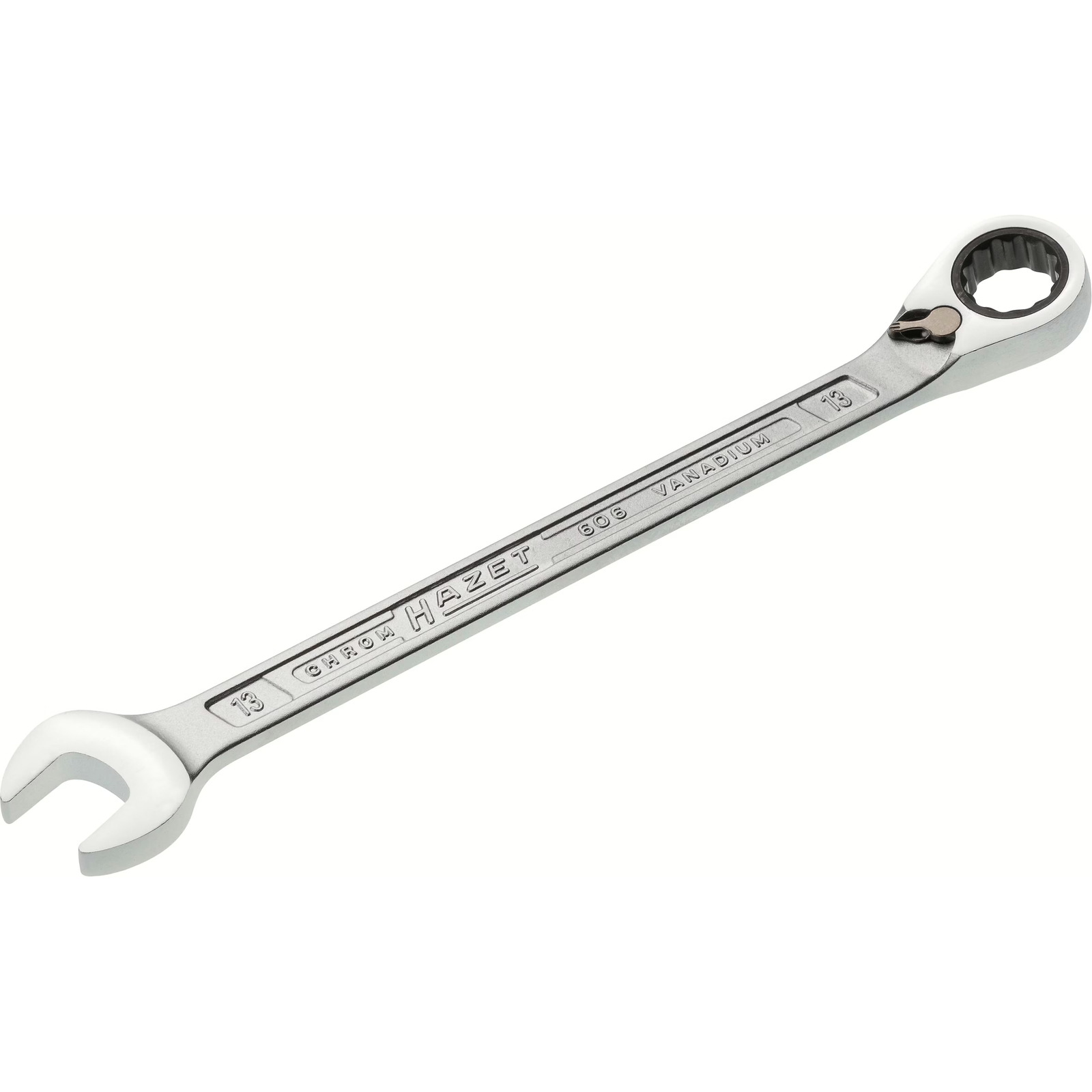 Clé mixte à cliquet 13 mm profil traction 12 pans chromée HAZET - 606-13
