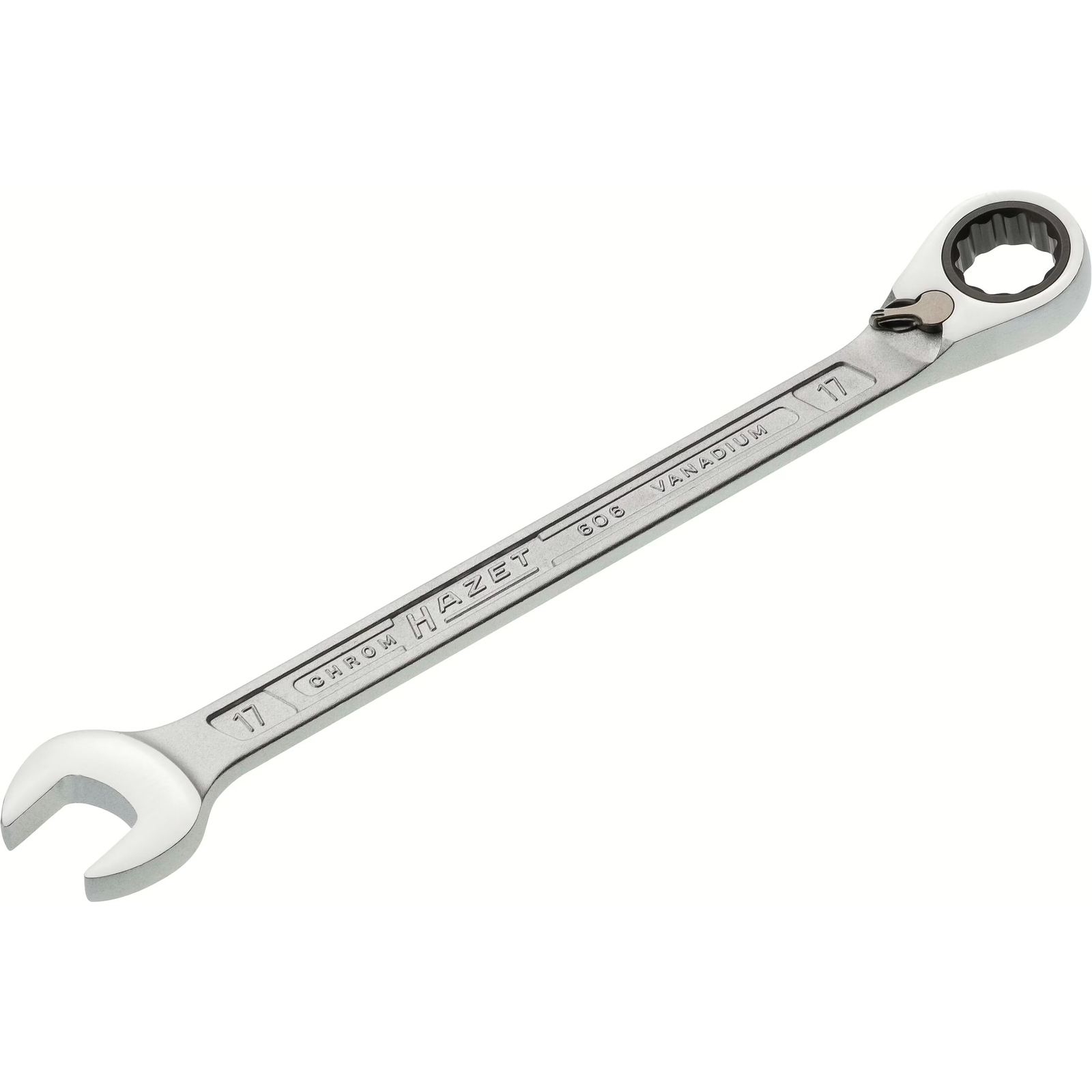 Clé mixte à cliquet 17 mm profil traction 12 pans chromée HAZET - 606-17