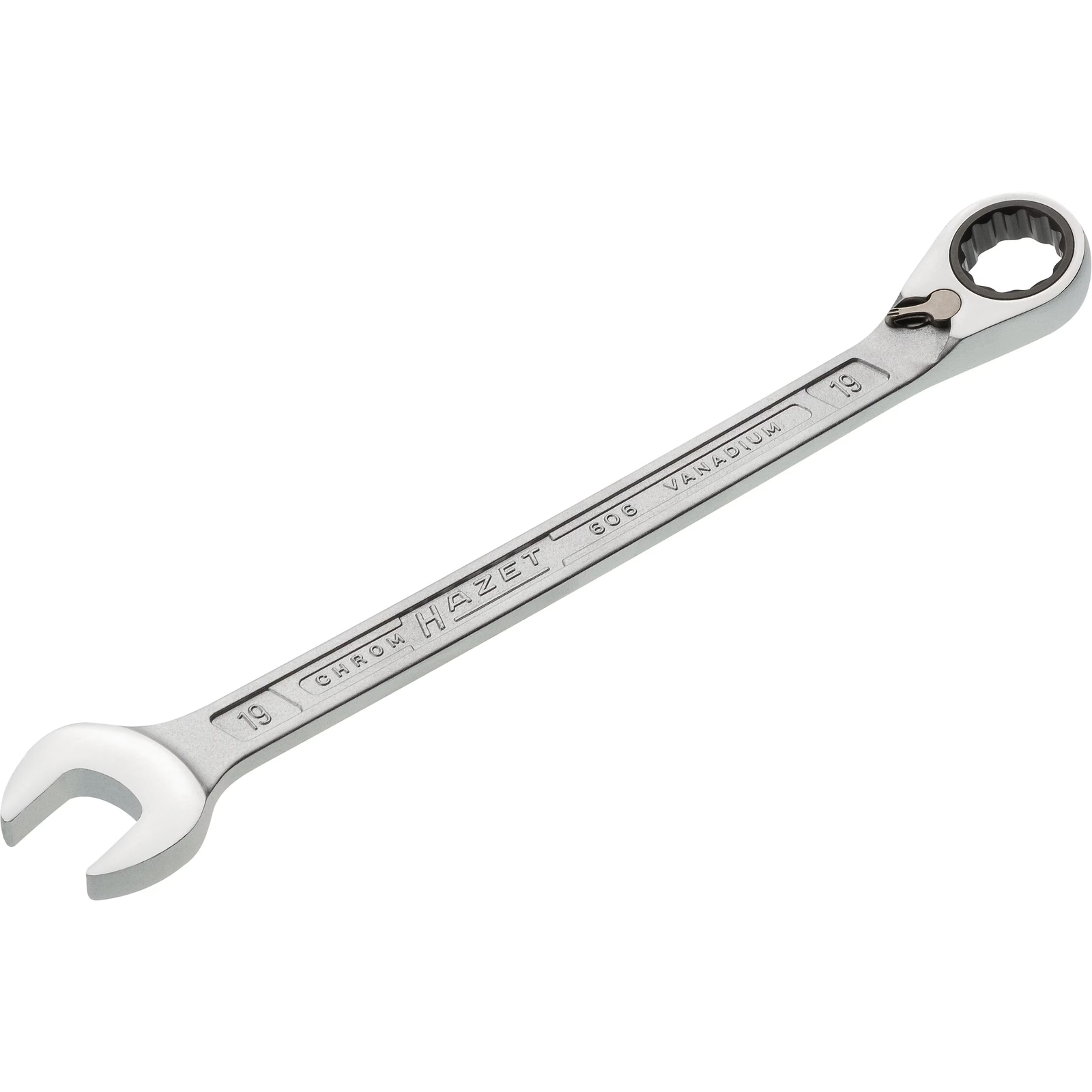 Clé mixte à cliquet 19 mm profil Traction 12 pans chromée HAZET - 606-19