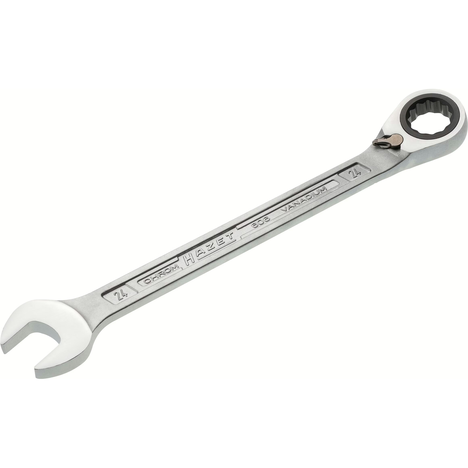 Clé mixte à cliquet 24 mm profil Traction extérieur 12 pans chromée HAZET - 606-24