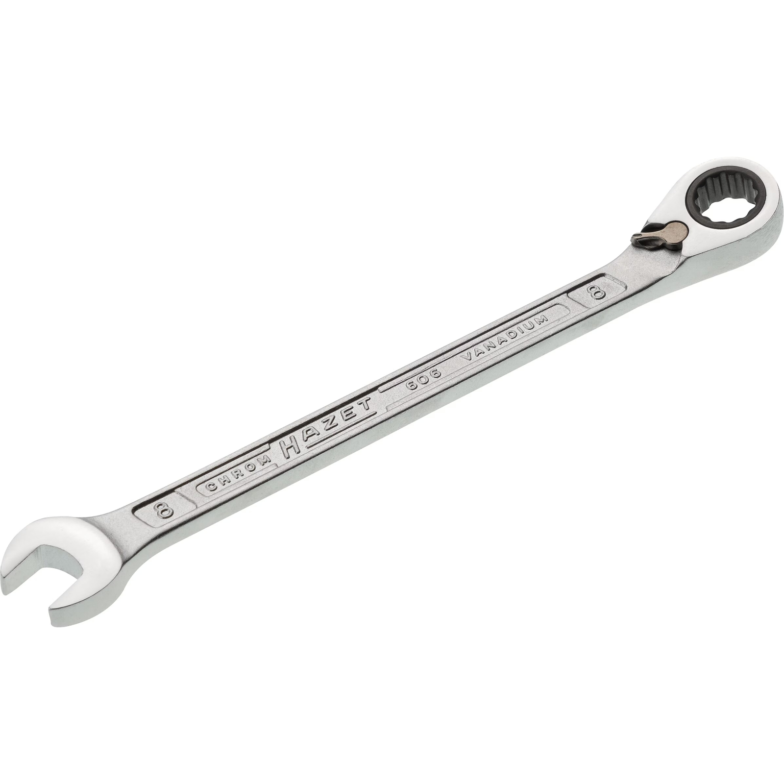 Clé mixte à cliquet 8 mm profil Traction extérieur 12 pans chromée HAZET - 606-8