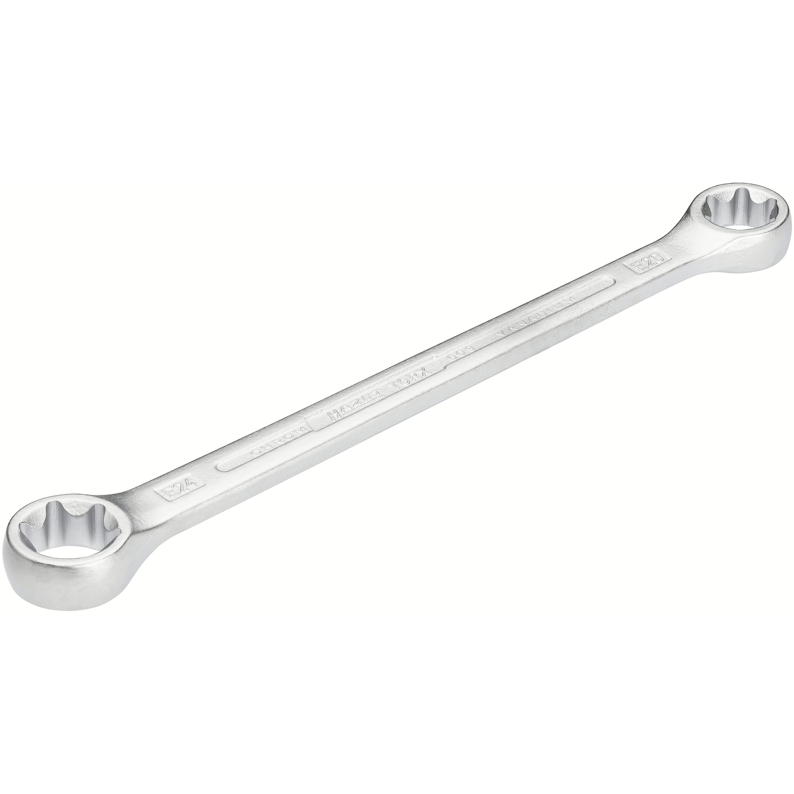 Clé polygonale double profil TORX extérieur E20 E24 chromée 224 mm HAZET - 609-E20XE24