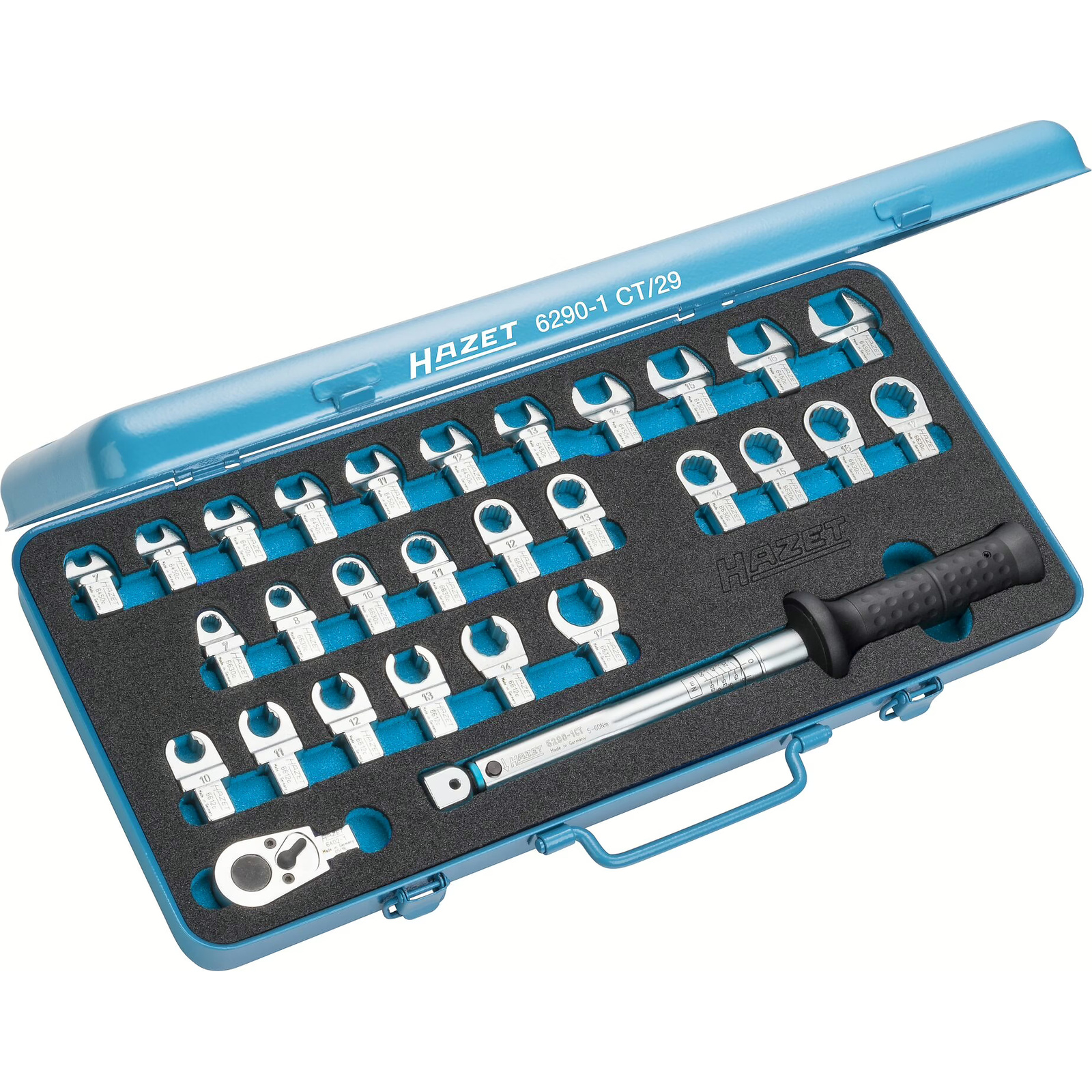 Jeu d'outillage dynamométrique 29 pièces carré femelle 9 x 12 mm creux 7–17 HAZET - 6290-1CT/29