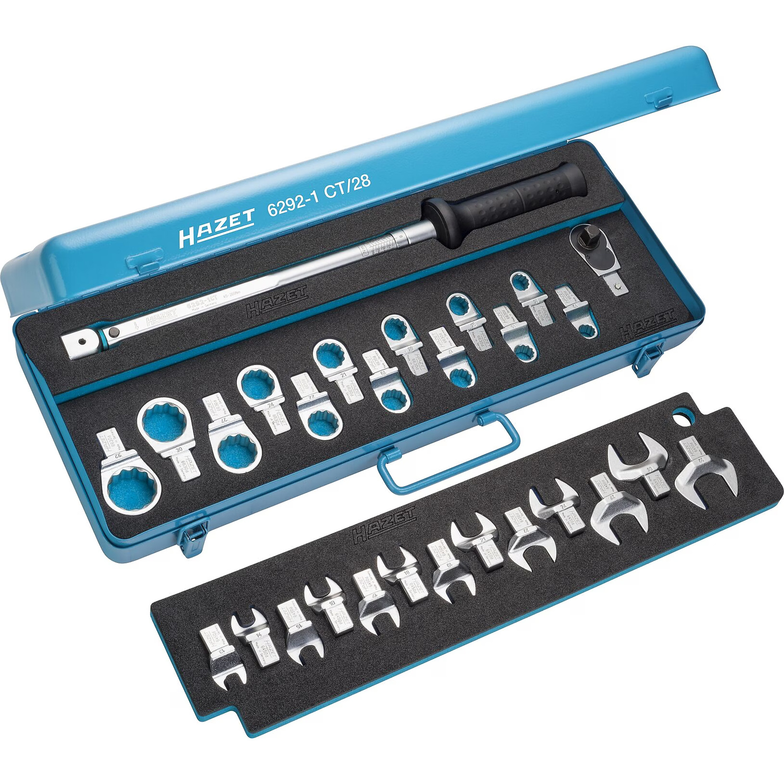 Jeu d'outillage dynamométrique 28 pièces carré femelle 14 x 18 mm creux 13–32 Nm HAZET - 6292-1CT/28