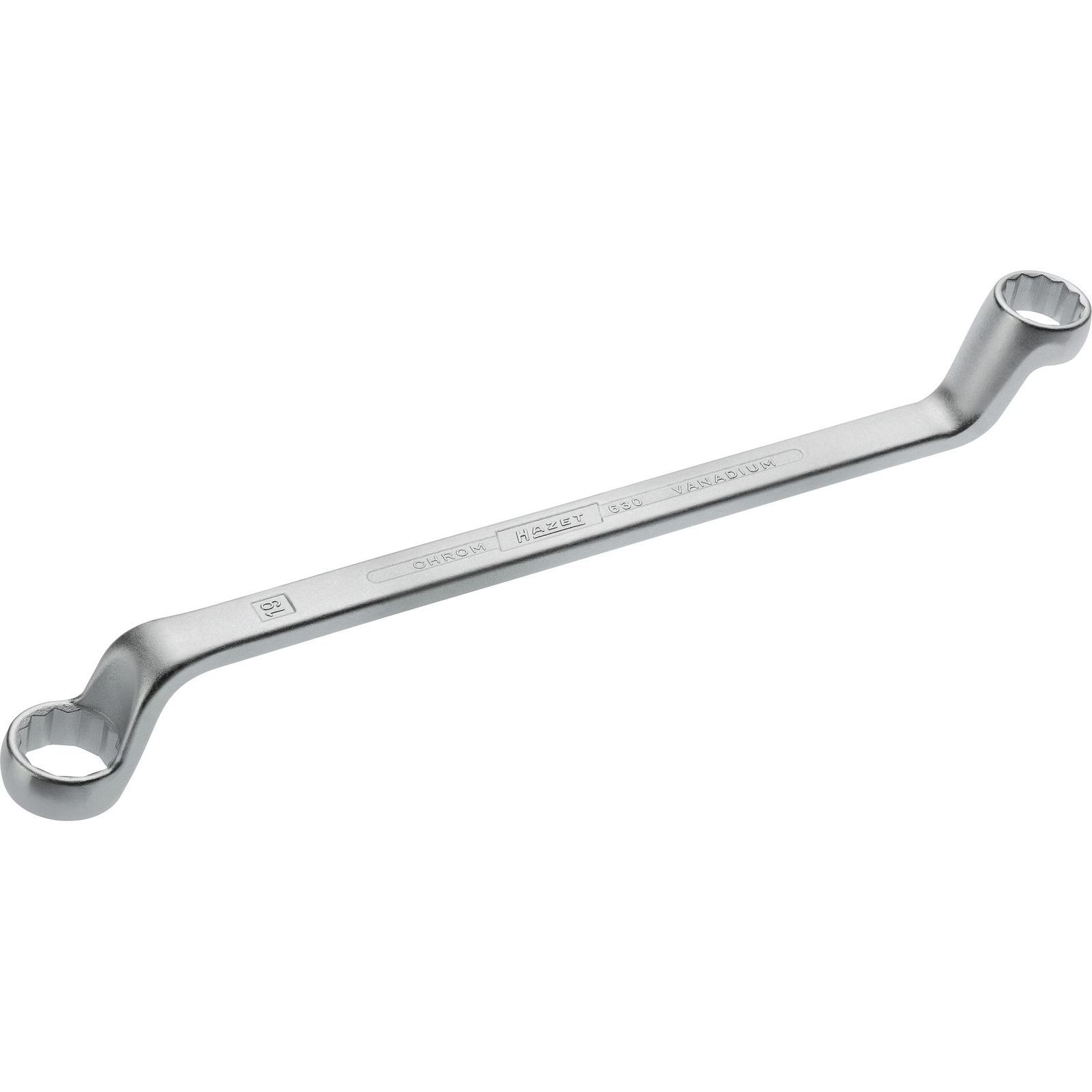Clé polygonale double 17 x 19 mm profil traction extérieur 12 pans contre-coudée chromée HAZET - 630-17X19