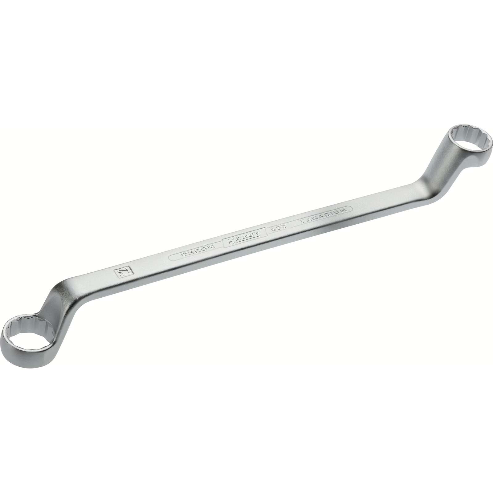 Clé polygonale double contre-coudée 20 x 22 mm profil 12 pans chromée HAZET - 630-20X22
