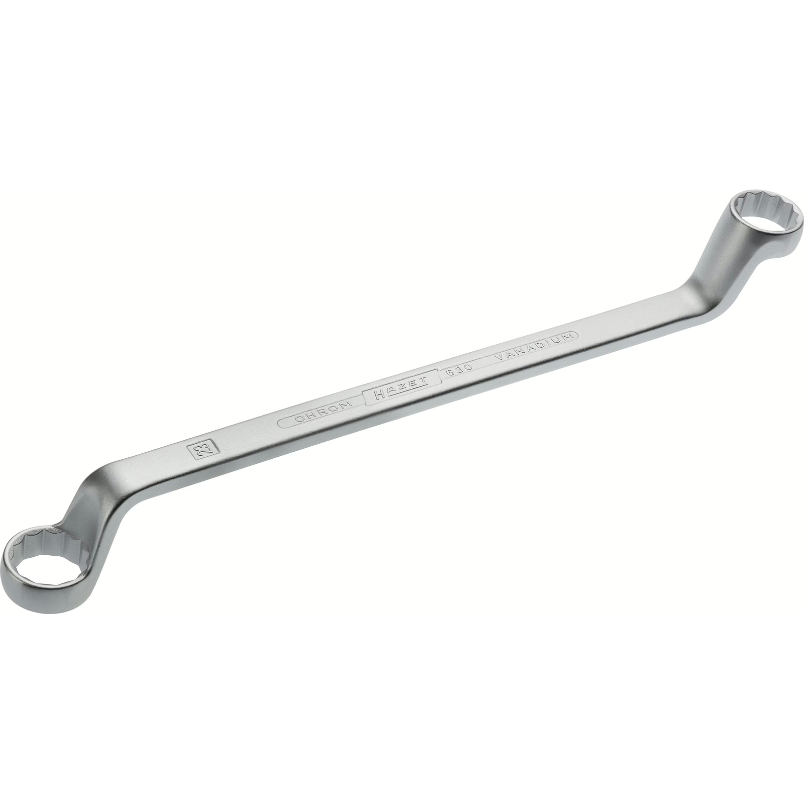 Clé polygonale double contre-coudée 21 x 23 mm 12 pans profil traction chromée HAZET - 630-21X23