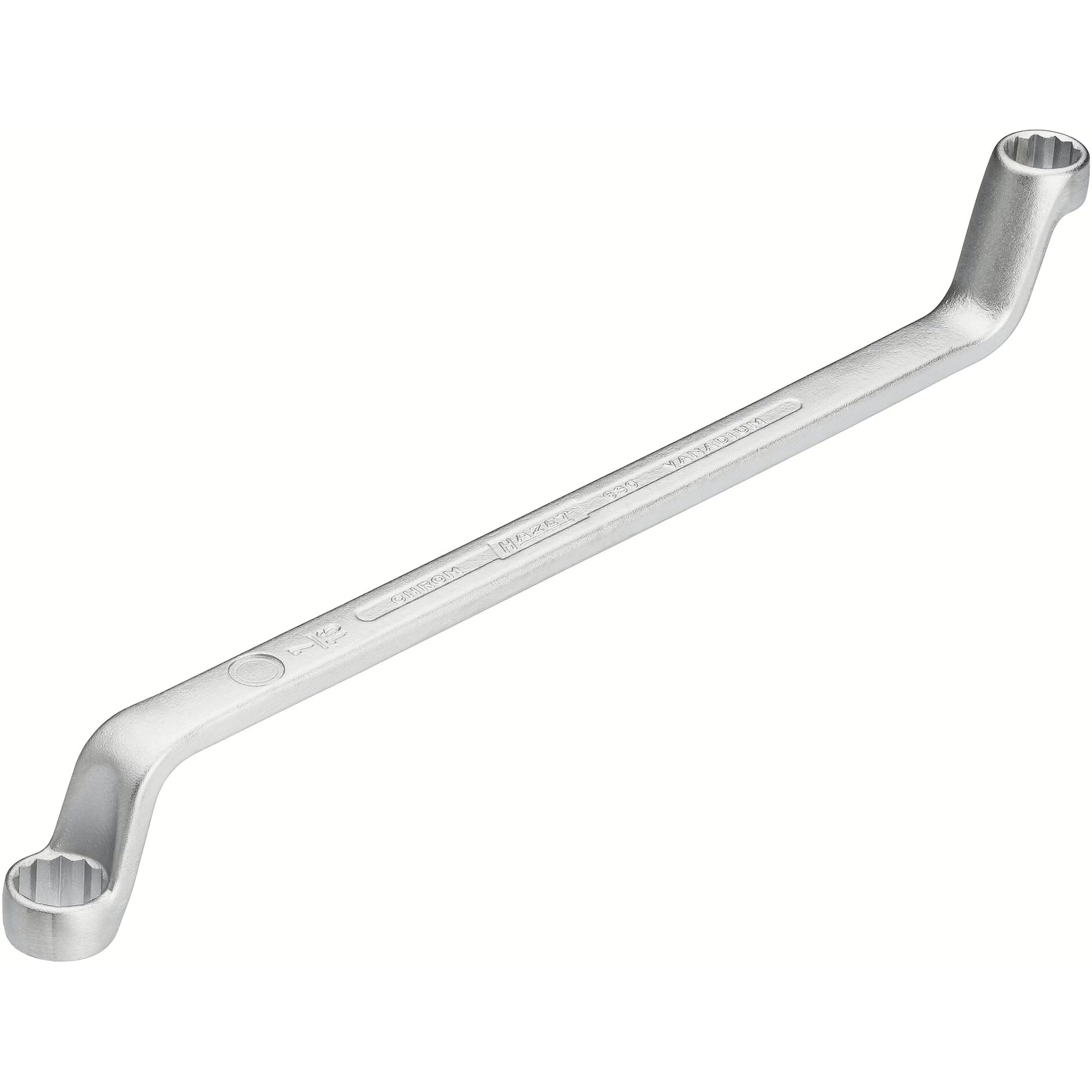 Clé polygonale double contre-coudée profil 12 pans 3⁄8 x 7⁄16″ chromée 200 mm HAZET - 630A-3/8X7/16