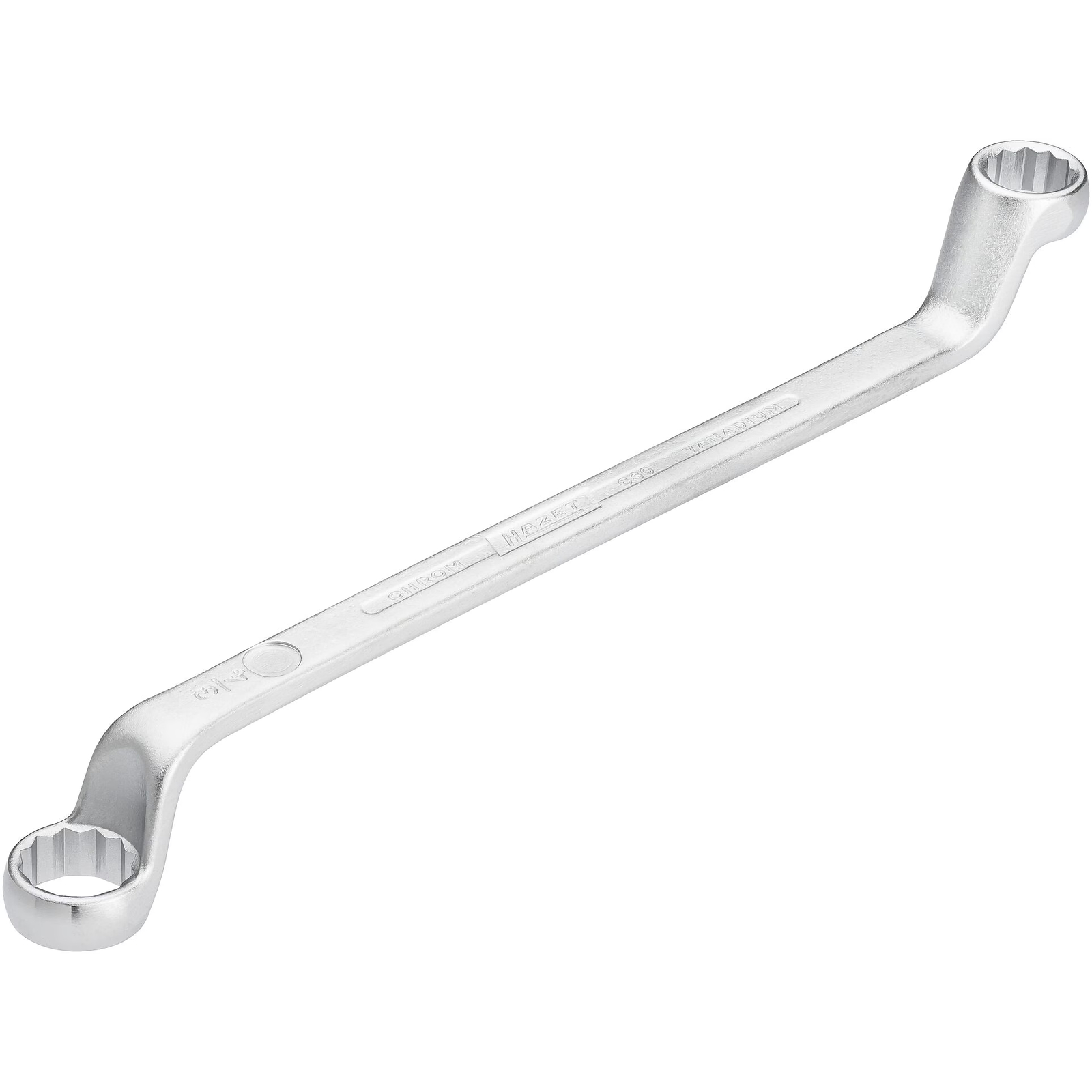 Clé polygonale double 5⁄8 x 3⁄4″ profil extérieur 12 pans contre-coudée chromée HAZET - 630A-5/8X3/4