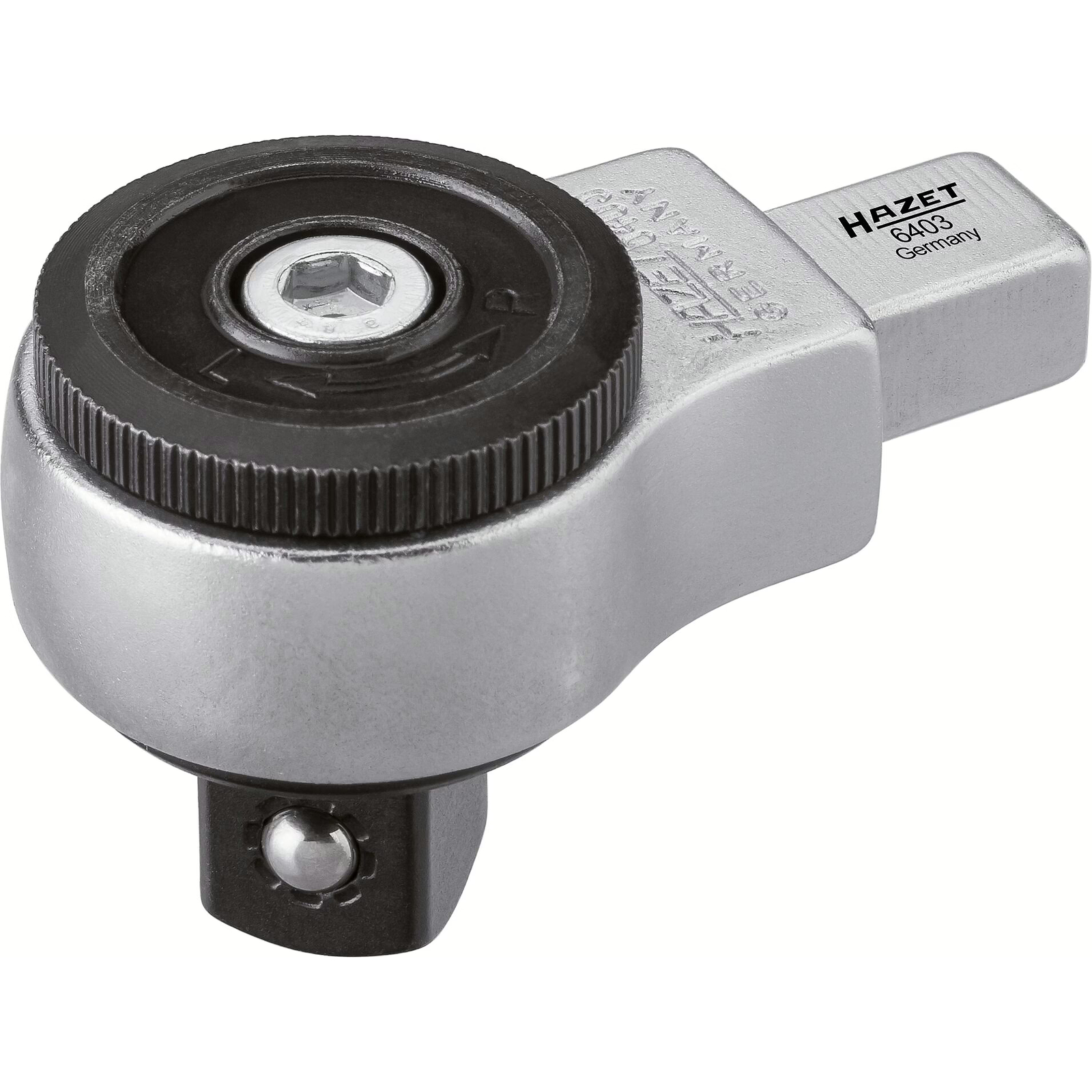 Attache mâle à cliquet réversible carré femelle 9 x 12 mm massif carré 1/2 pouce HAZET - 6403