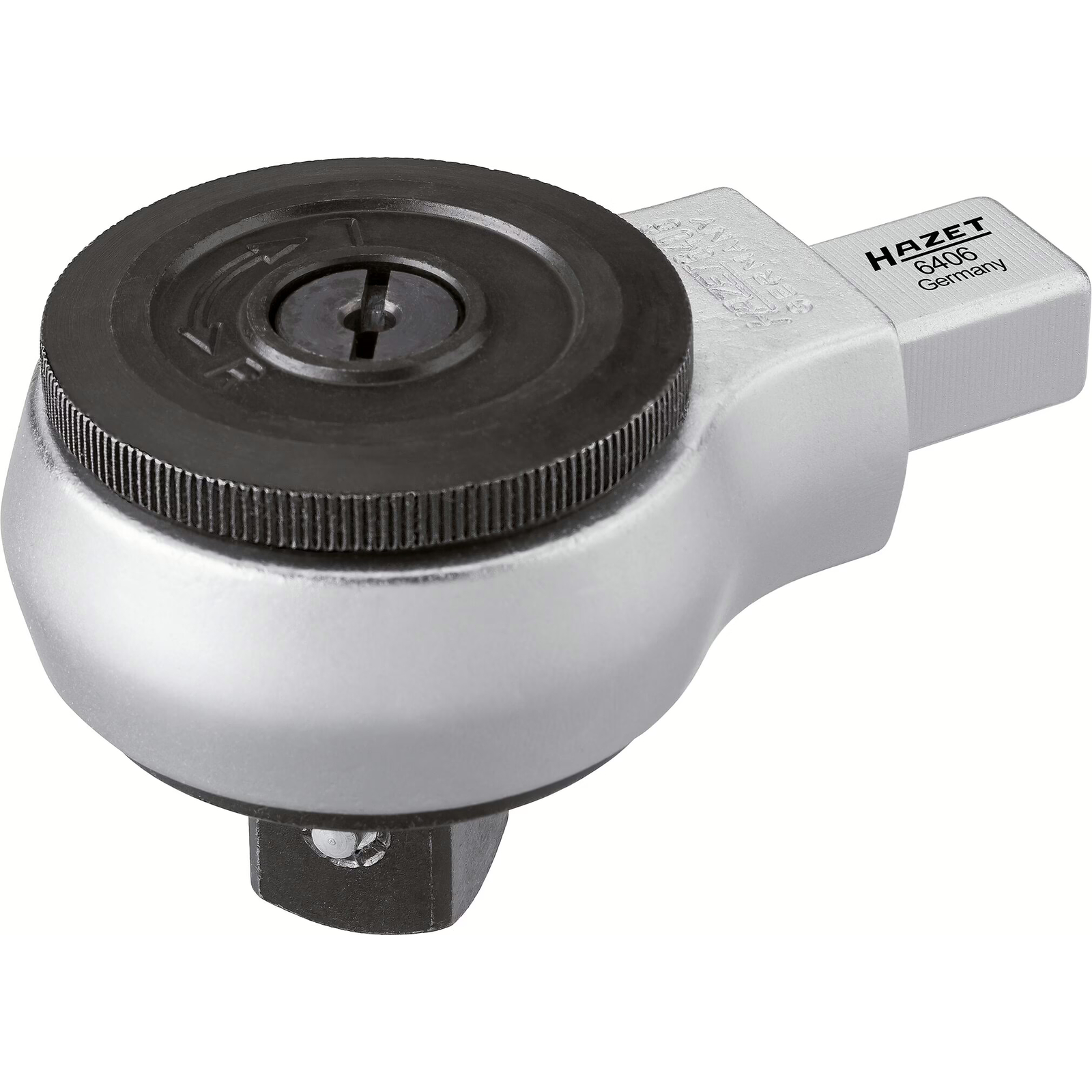 Attache mâle à cliquet réversible carré femelle 14 x 18 mm massif carré 3/4 pouce 72 dents 5° HAZET - 6406