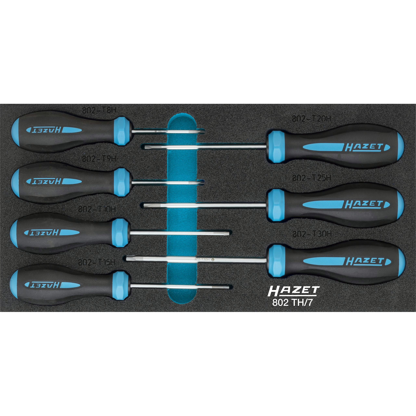 Jeu de tournevis TORX tamper résistant 7 pièces T8H–T30H manche antidérapant HAZET - 802TH/7