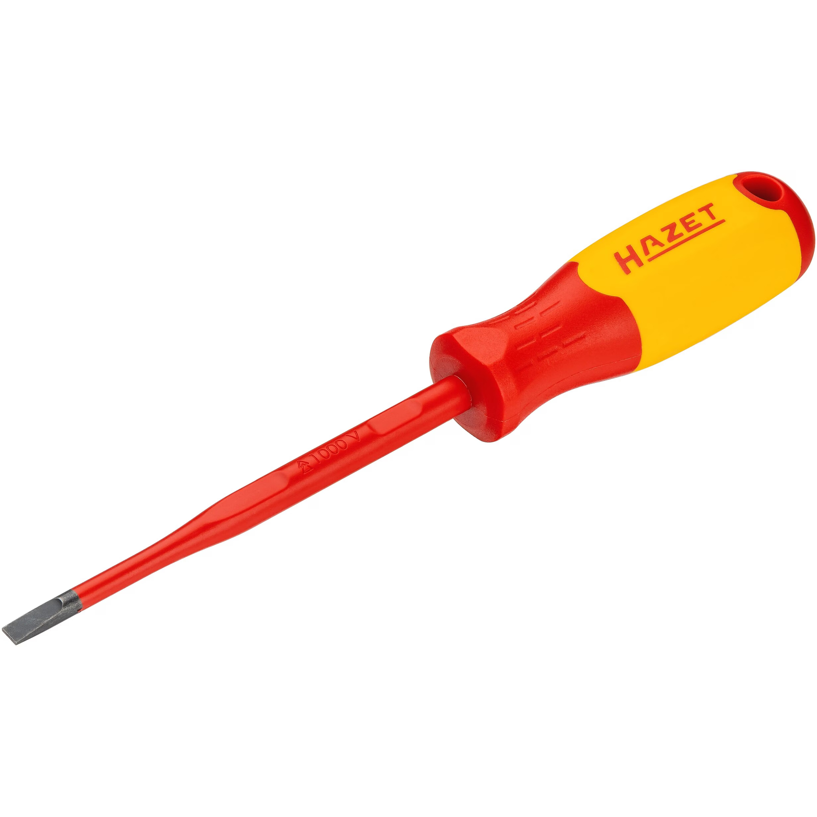 Tournevis d'électricien lame slim 1 x 5,5 mm avec isolation poignée ergonomique rouge/jaune HAZET - 811KV-55