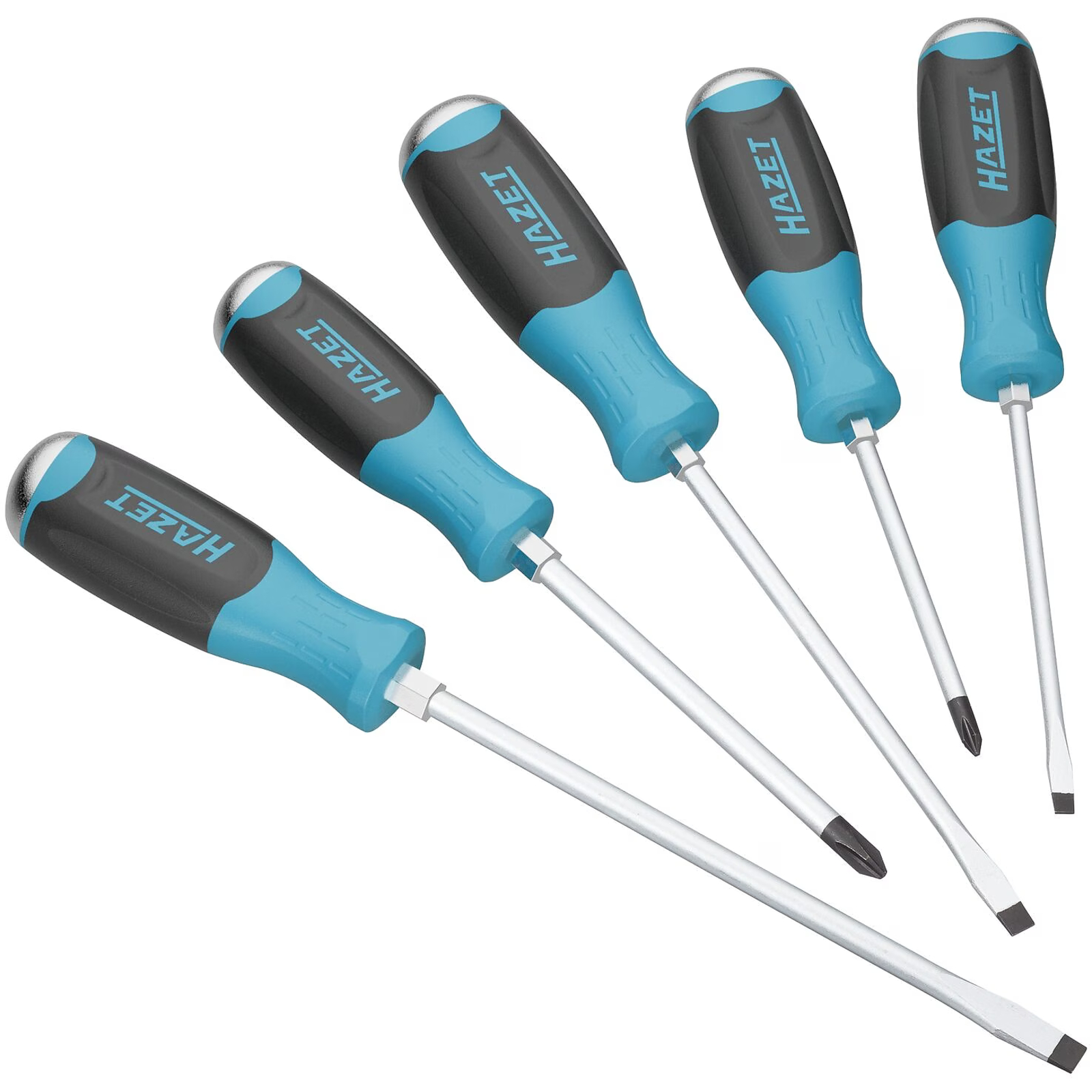 Jeu de tournevis 5 pièces profils Phillips PH1-PH2 et fente 0,8x4,5-1,2x7 manche antidérapant avec percuteur HAZET - 811S/5